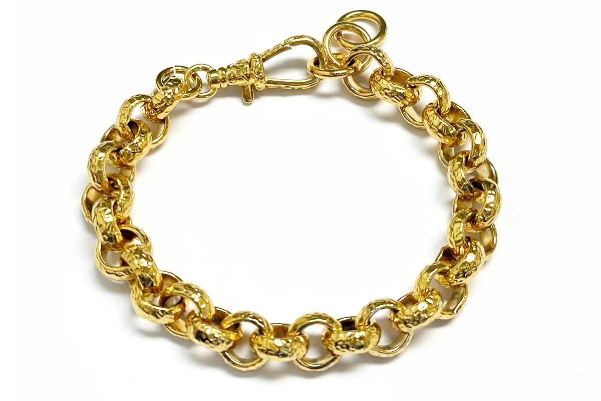 Gold Diamond-Cut Patterned Belcher Chain & Bracelet Set 12mm