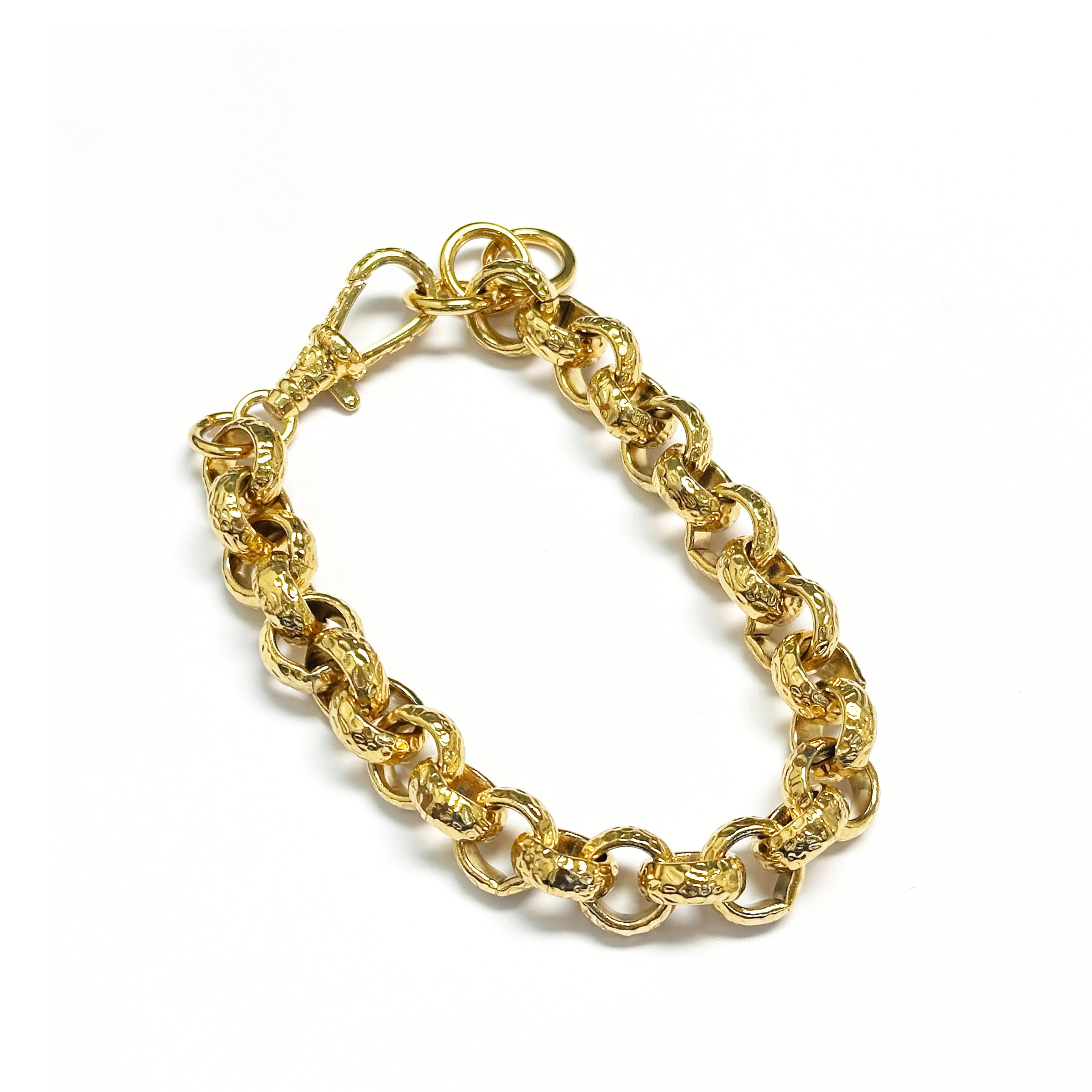 12mm Gold-Filled Bonded Diamond-Cut Belcher Bracelet with Albert Clasp, 8 Inches