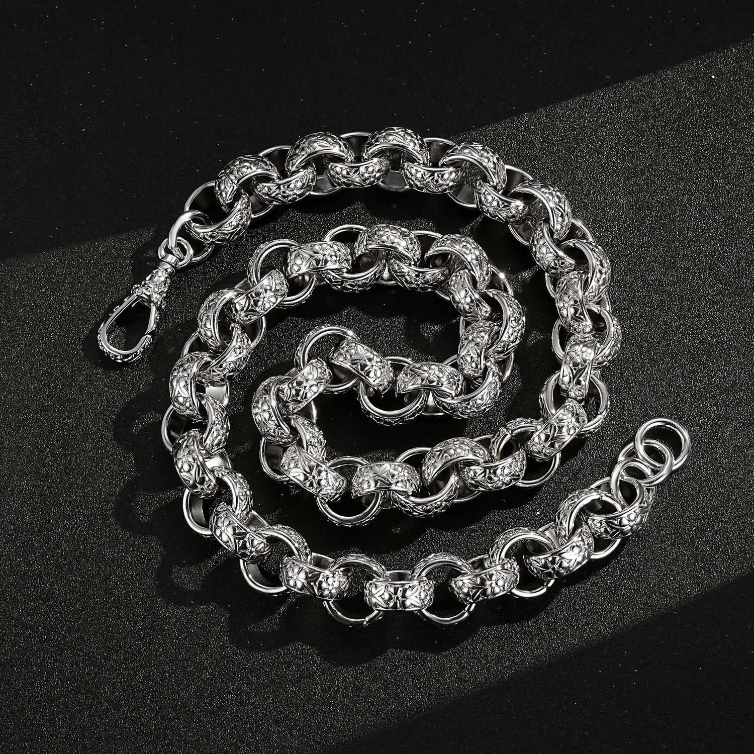 Silver Ornate Belcher Chain 28 Inches, 20mm