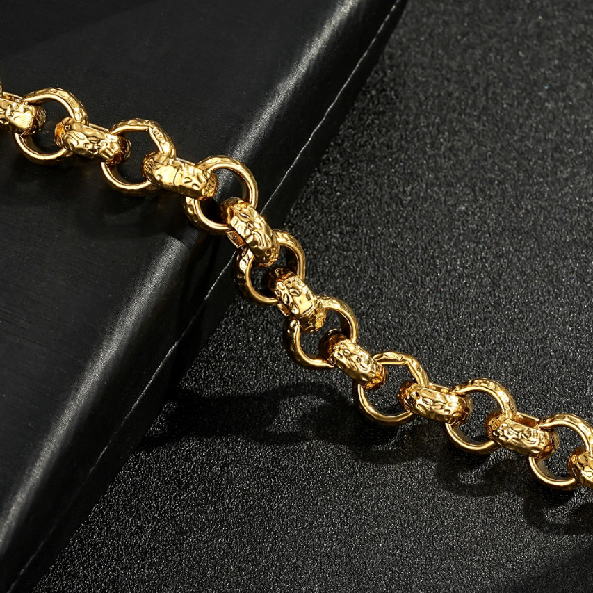 12mm Gold-Filled Bonded Diamond-Cut Belcher Bracelet with Albert Clasp, 8 Inches
