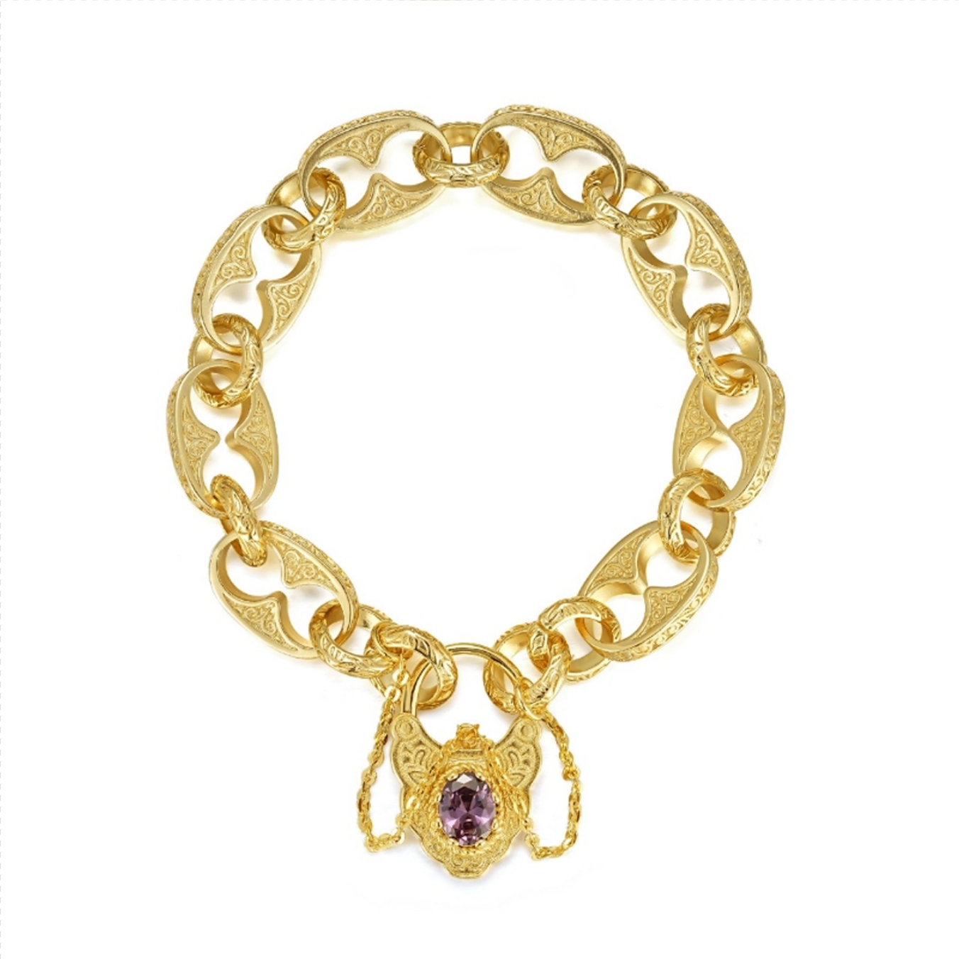 Gold-Filled Button Belcher Bracelet Vintage Padlock Clasp – 8 Inches
