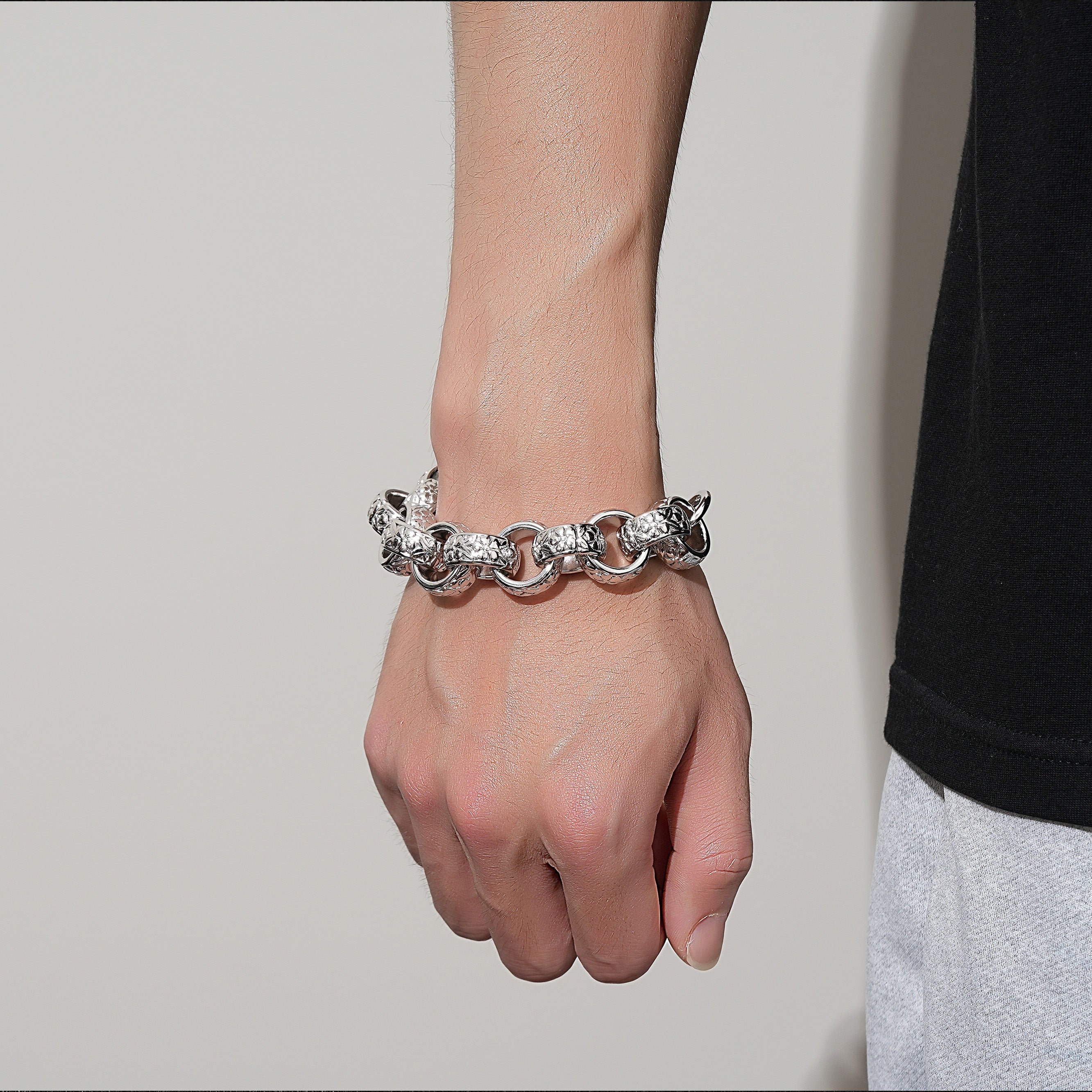 20mm Silver Filled Ornate Belcher Bracelet – Albert Clasp (7.5/8 Inch)