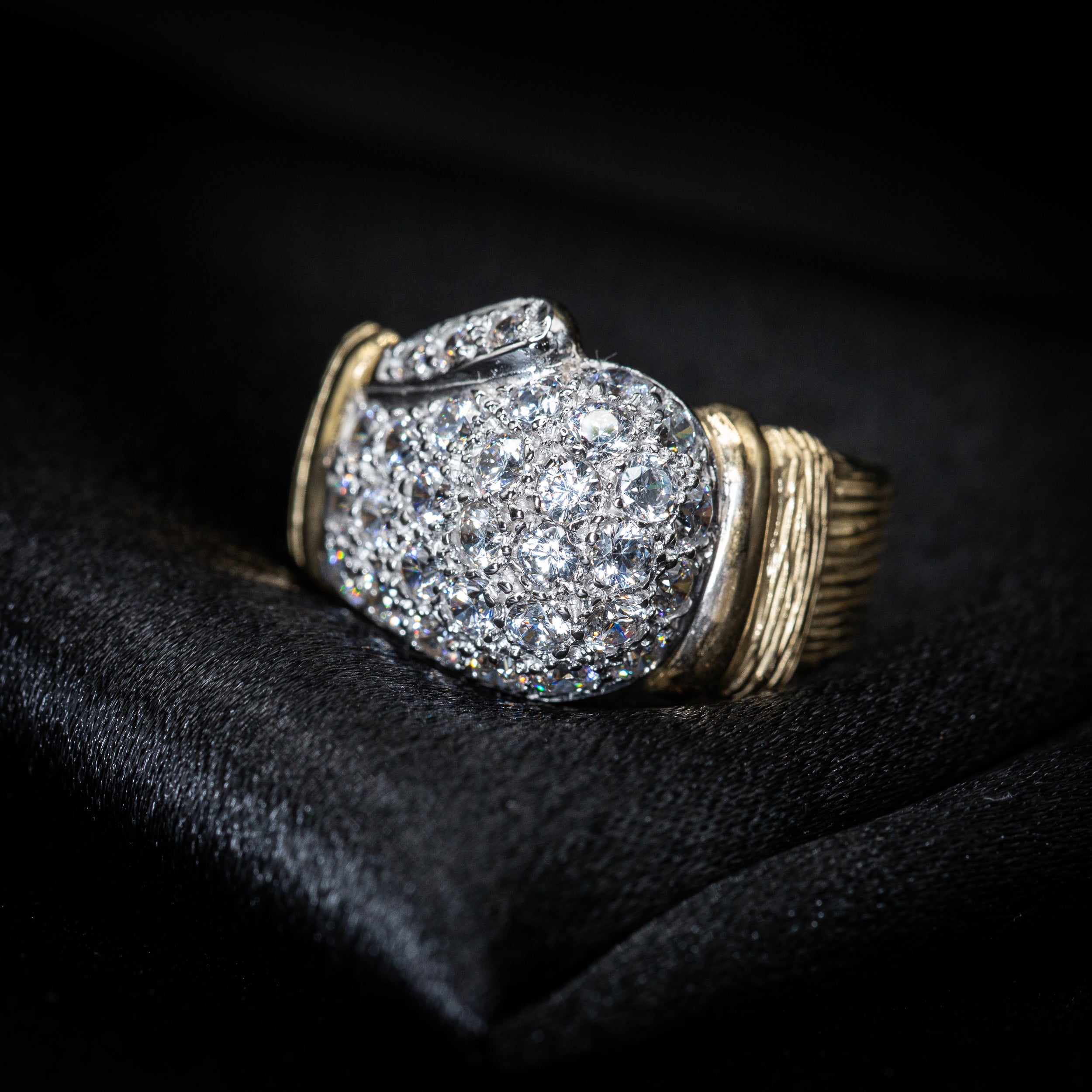 9ct Yellow Gold CZ Boxing Glove Ring – A Bold Statement of Strength & Power Sizes: T, X and R