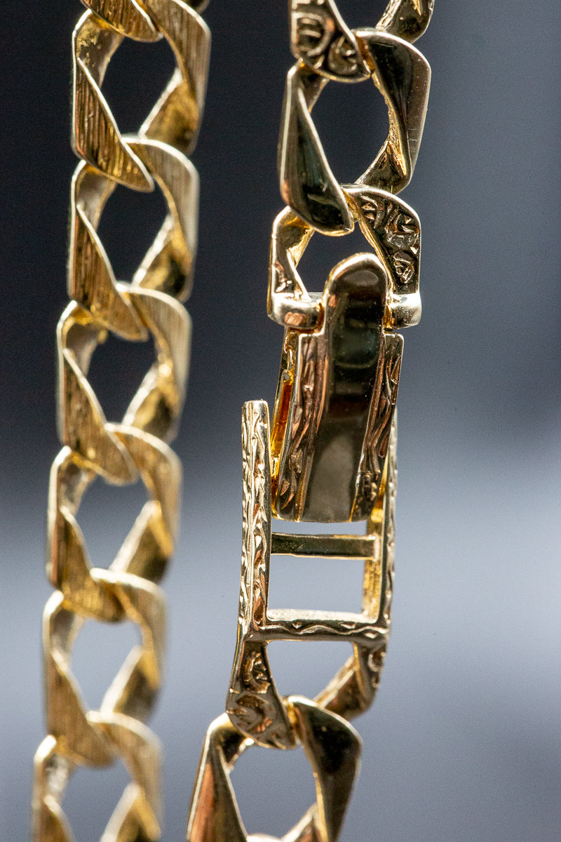9ct Yellow Gold Gents Curb Chaps Bracelet 8.5 Inch .375