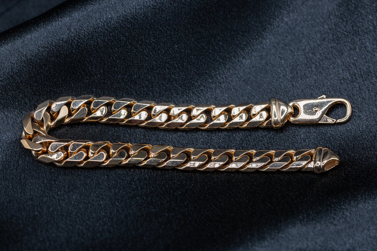 9ct Yellow Gold Large Curb Cuban Gents Bracelet 8.5 Inch