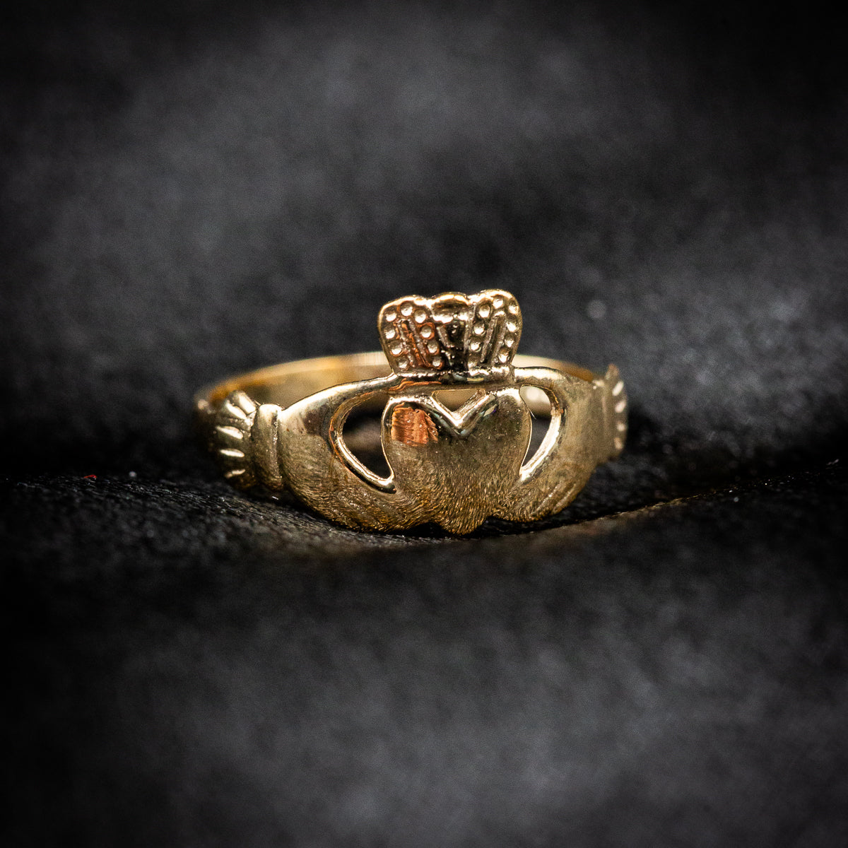 9ct Solid Yellow Gold Claddagh Ring Sizes K/L/M .375