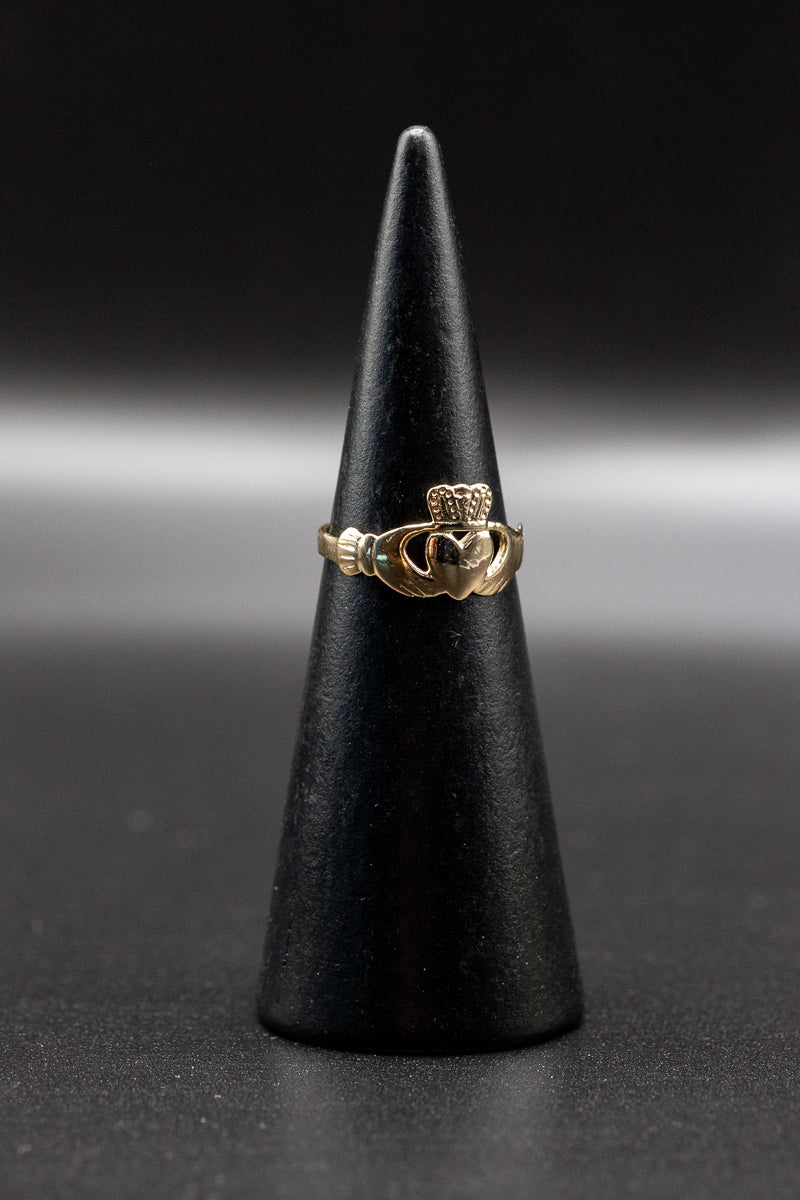 9ct Solid Yellow Gold Claddagh Ring Sizes K/L/M .375