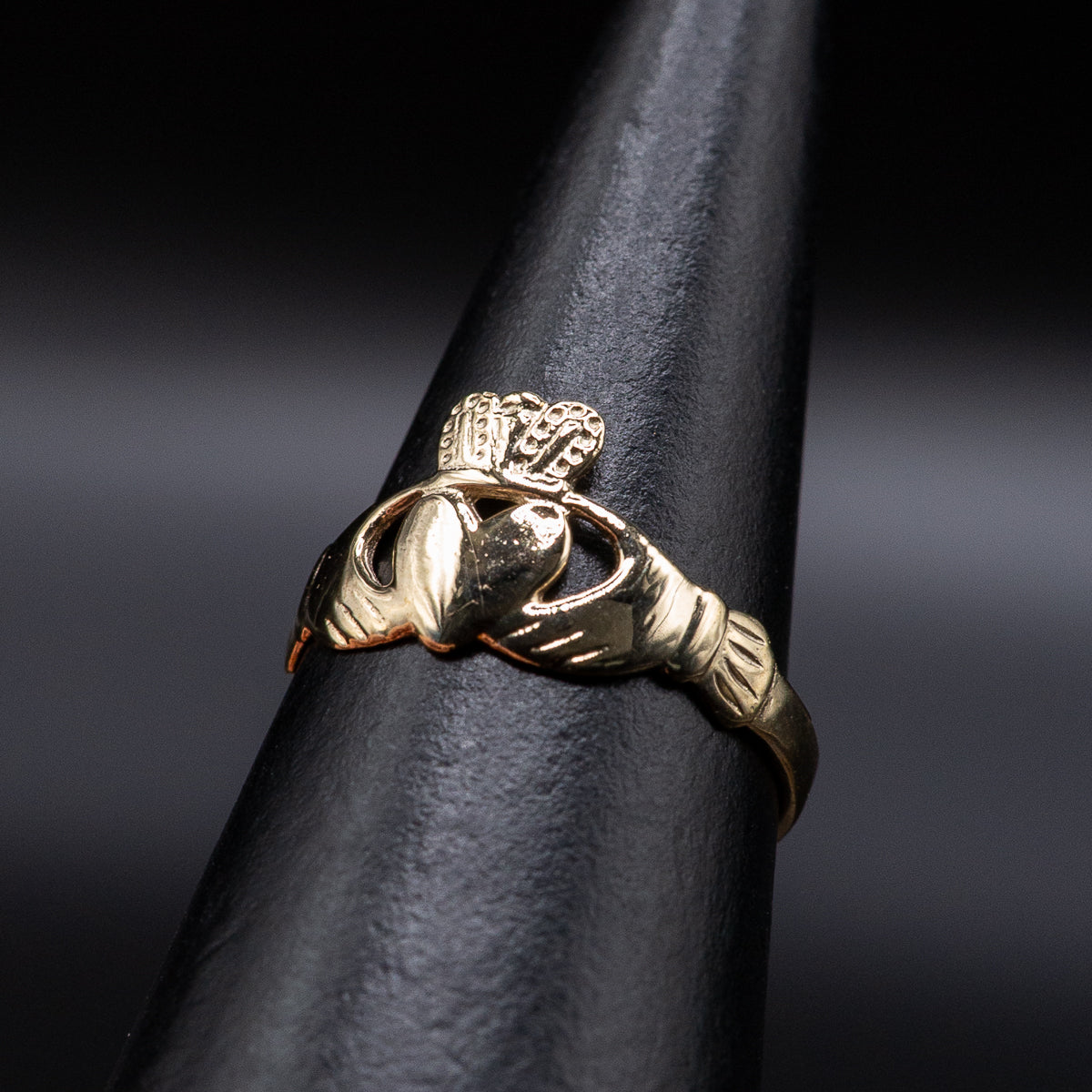 9ct Solid Yellow Gold Claddagh Ring Sizes K/L/M .375