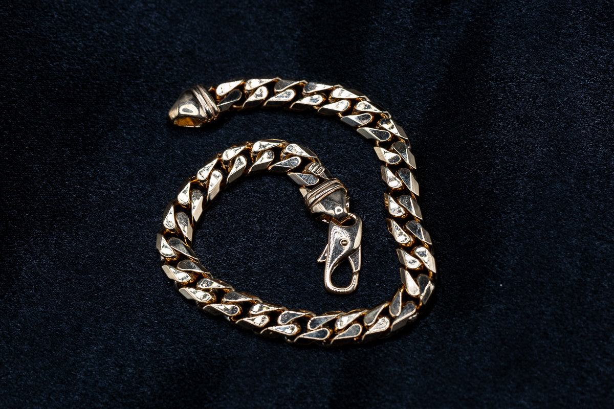 9ct Yellow Gold Curb Cuban Gents Bracelet 8.5 Inch .375
