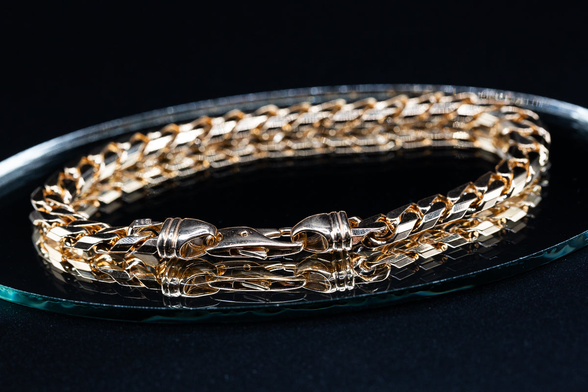9ct Yellow Gold Curb Cuban Gents Bracelet 8.5 Inch .375