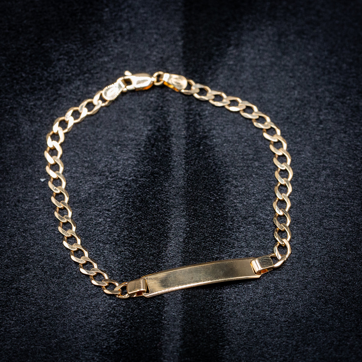 9ct Solid Yellow Gold Curb ID Bracelet 7.5 Inches .375