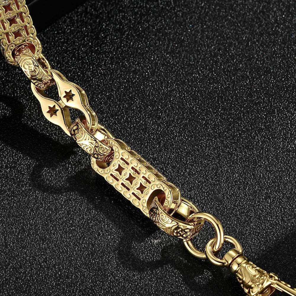 11mm Gold Filled Stars and Bars Bracelet Albert Clasp 8 Inch