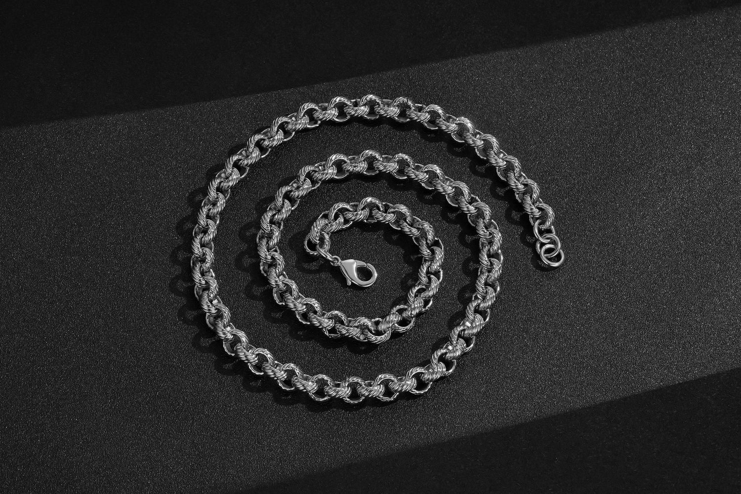 Silver Diamond-Cut Patterned Belcher Chain 8mm