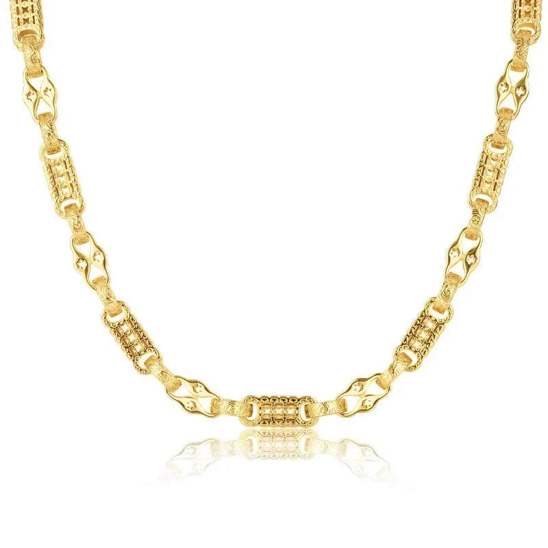 11mm Gold Stars and Bars Chain - 26 Inches