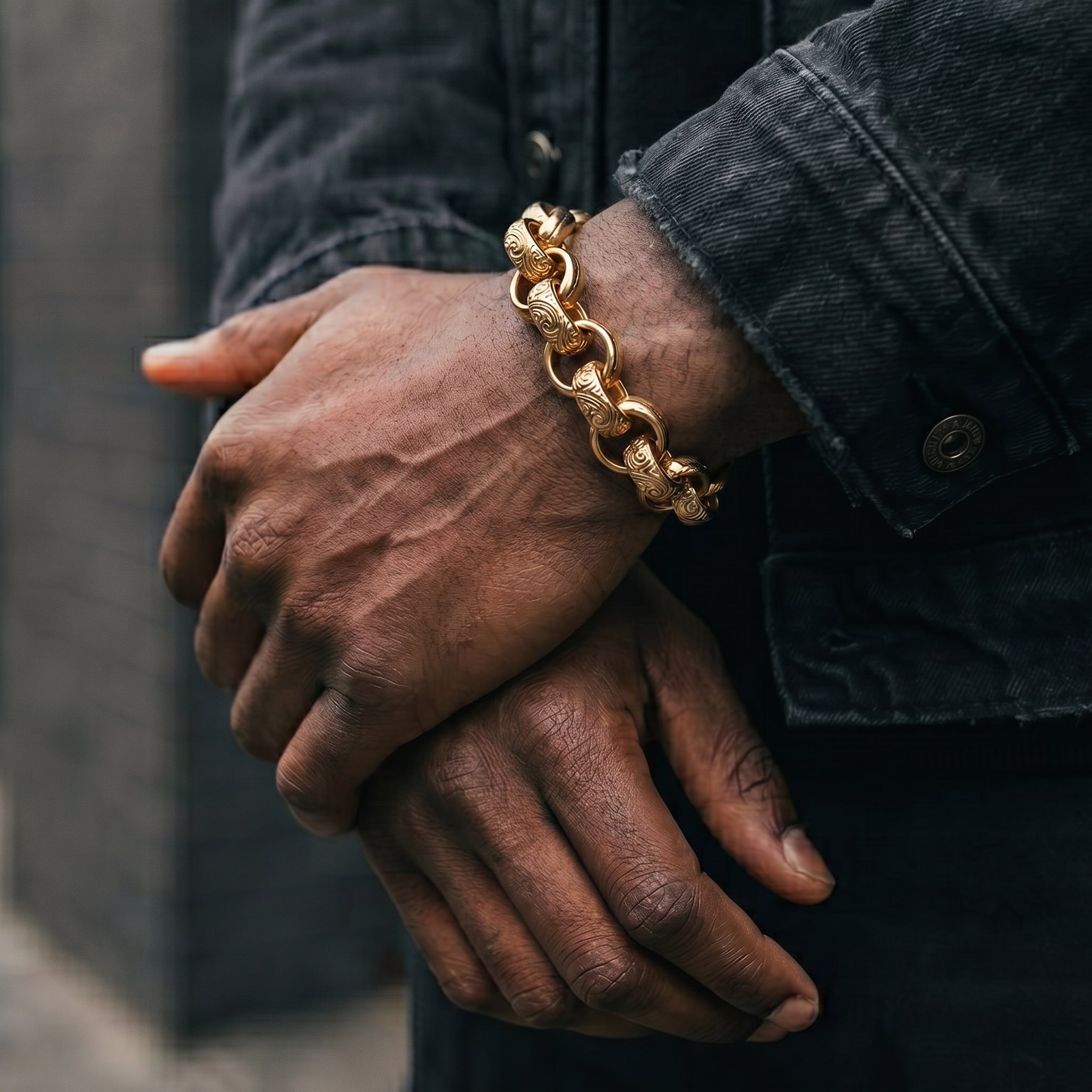 Gold Ornate Belcher Bracelet 15mm