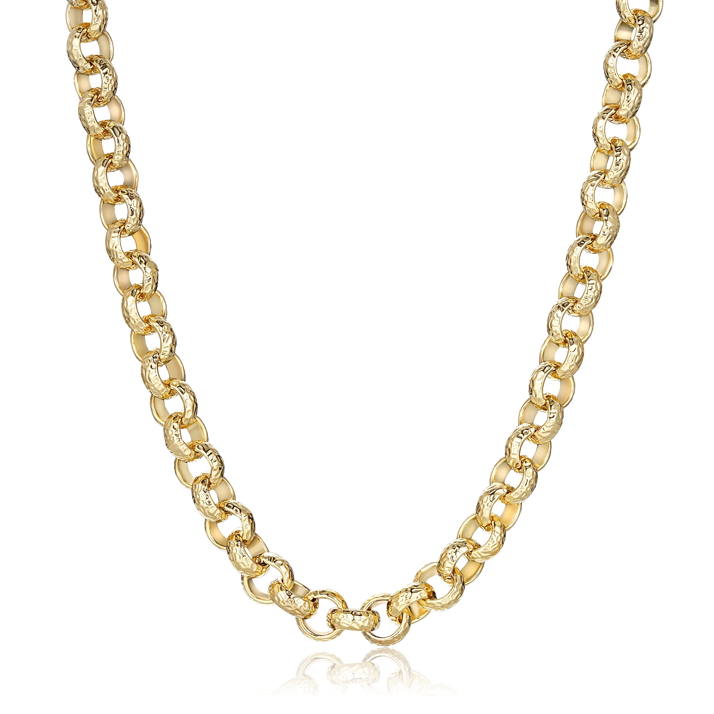Premium 12mm Gold Diamond Cut Pattern Belcher Chain 30 Inch