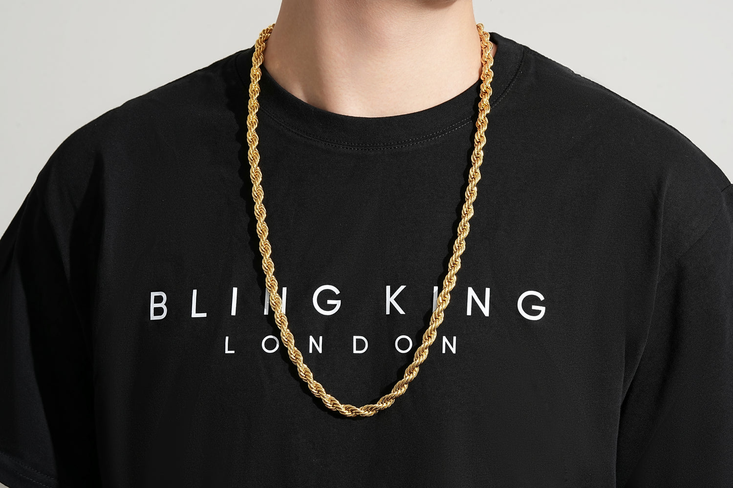 Premium 8mm Gold Rope Chain Necklace 24 Inch