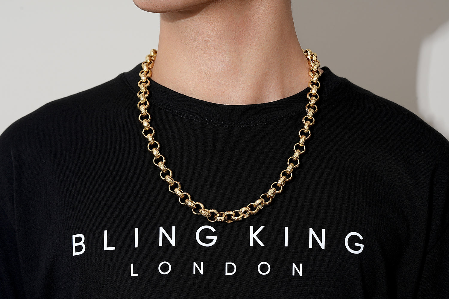 Premium 12mm Gold Diamond Cut Pattern Belcher Chain 30 Inch