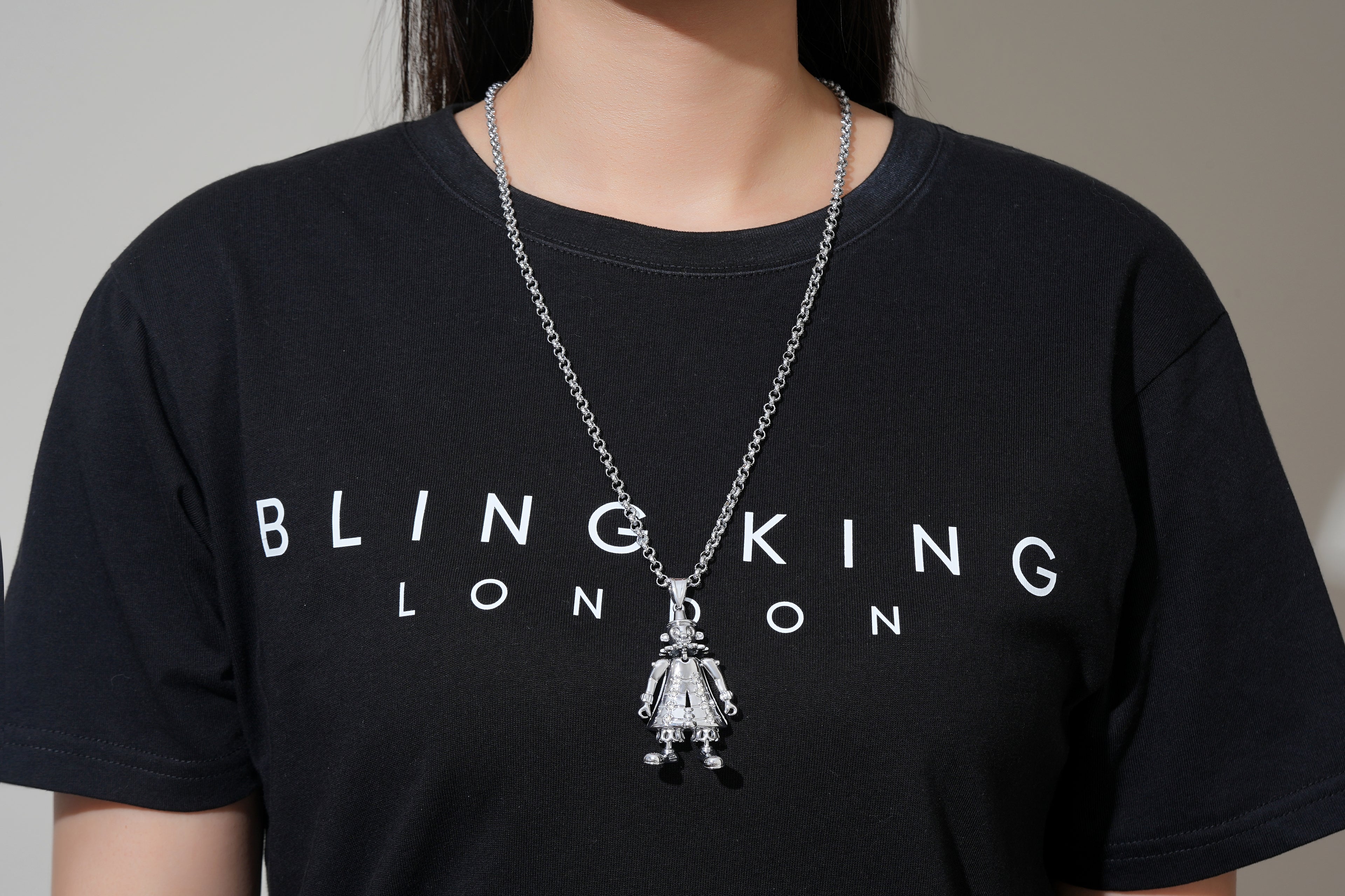 Silver Large Clown Pendant – 24 Inch with 4mm Belcher Chain