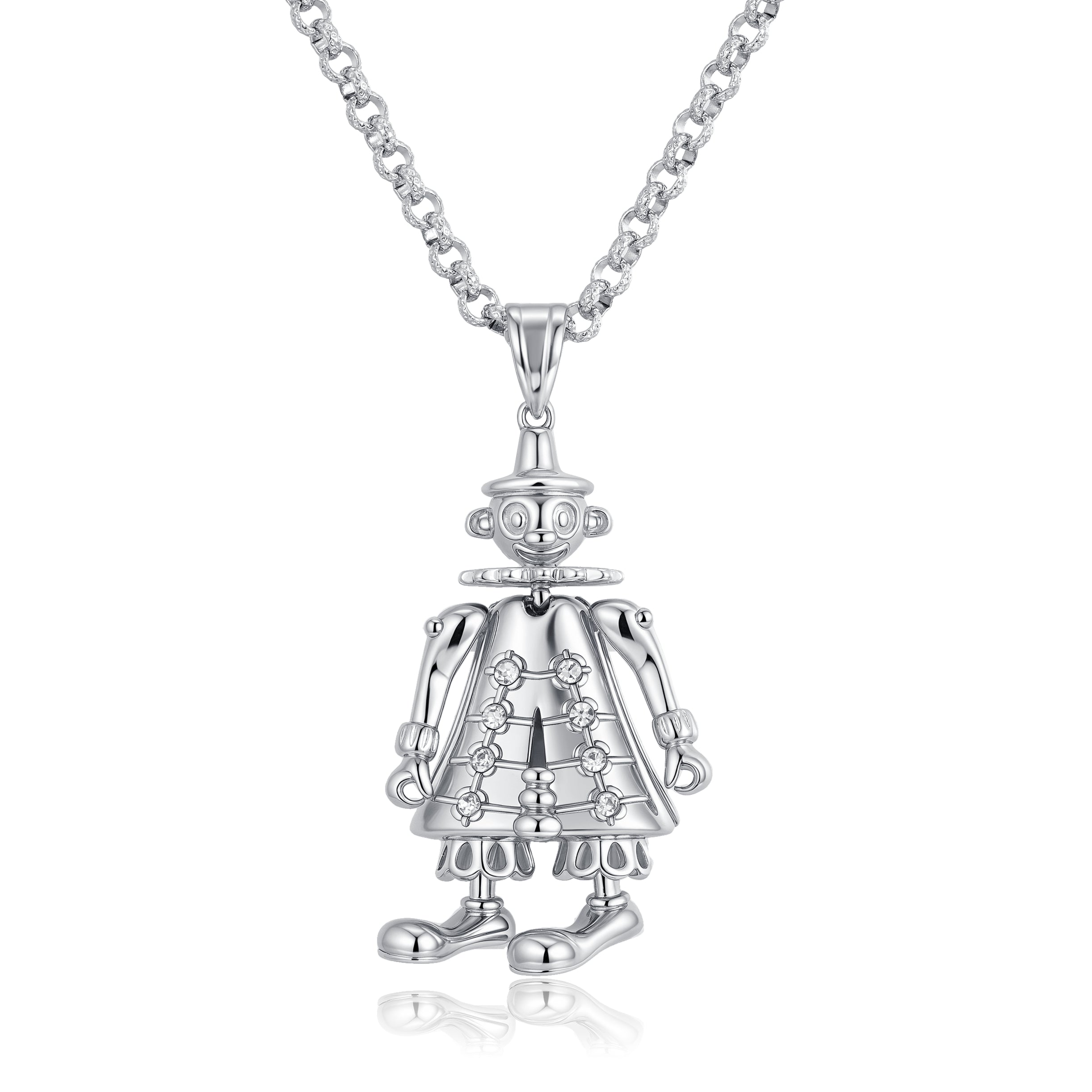 Silver Large Clown Pendant – 24 Inch with 4mm Belcher Chain