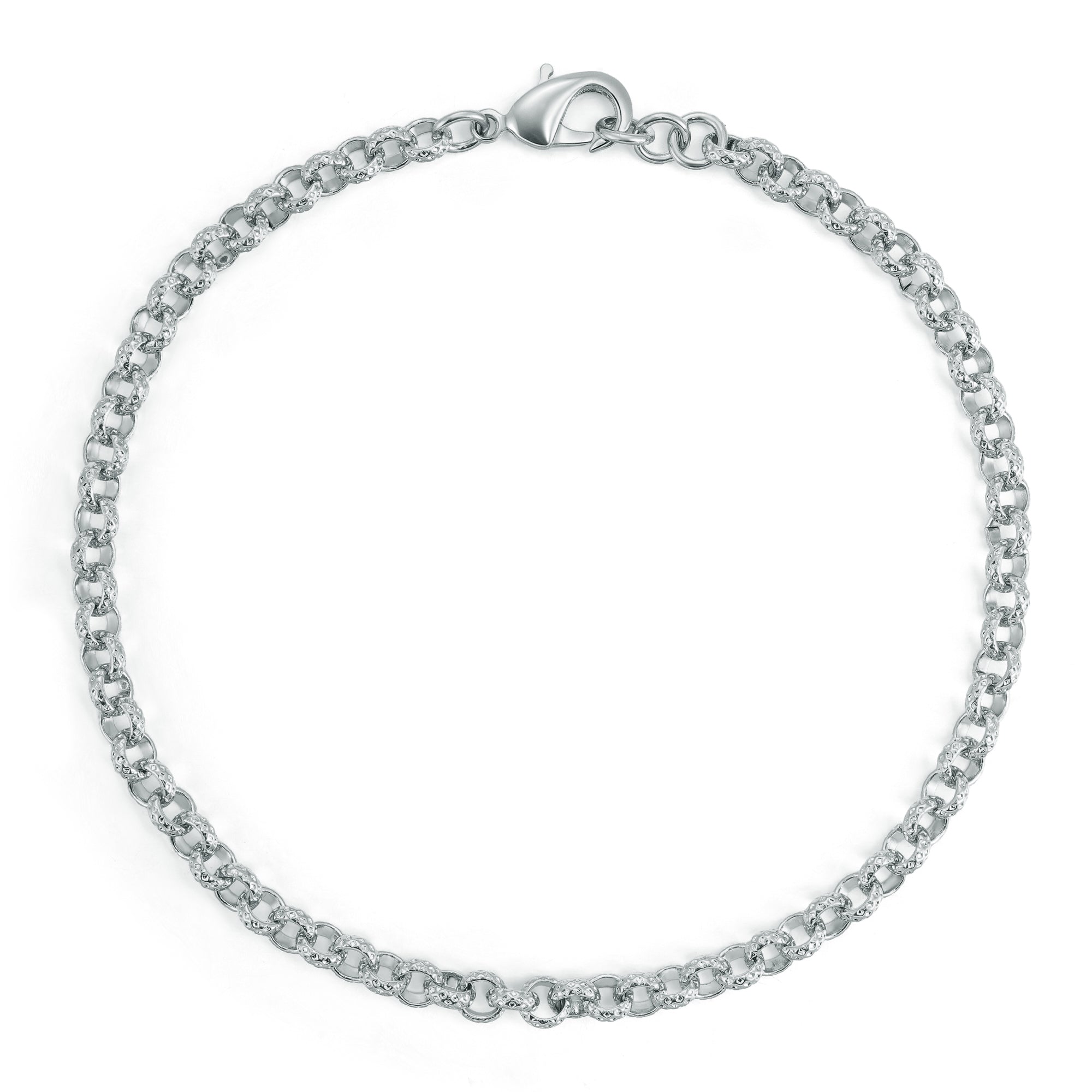 New 4mm Silver Diamond Cut Pattern Belcher Bracelet – 8 Inch