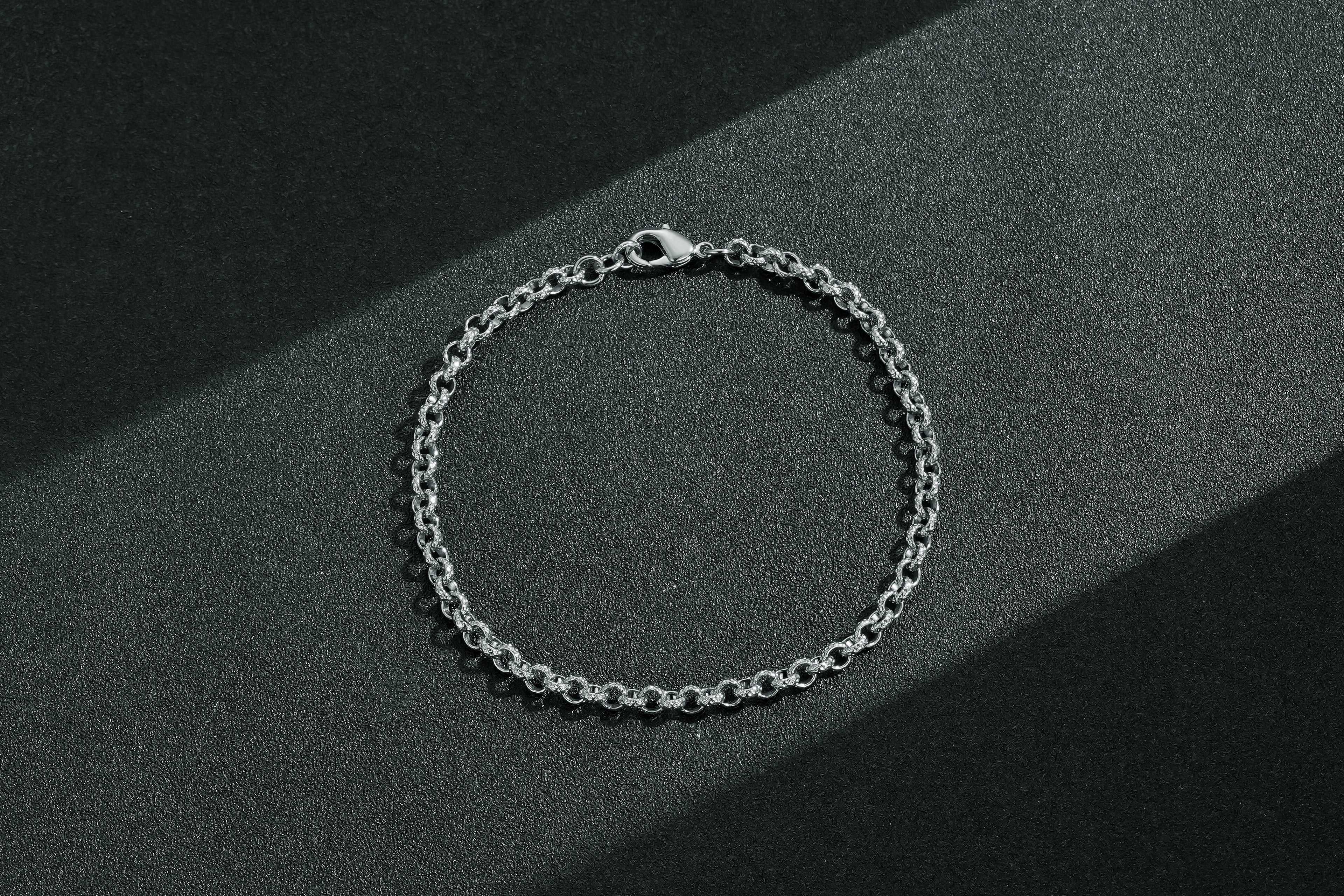 New 4mm Silver Diamond Cut Pattern Belcher Bracelet – 8 Inch
