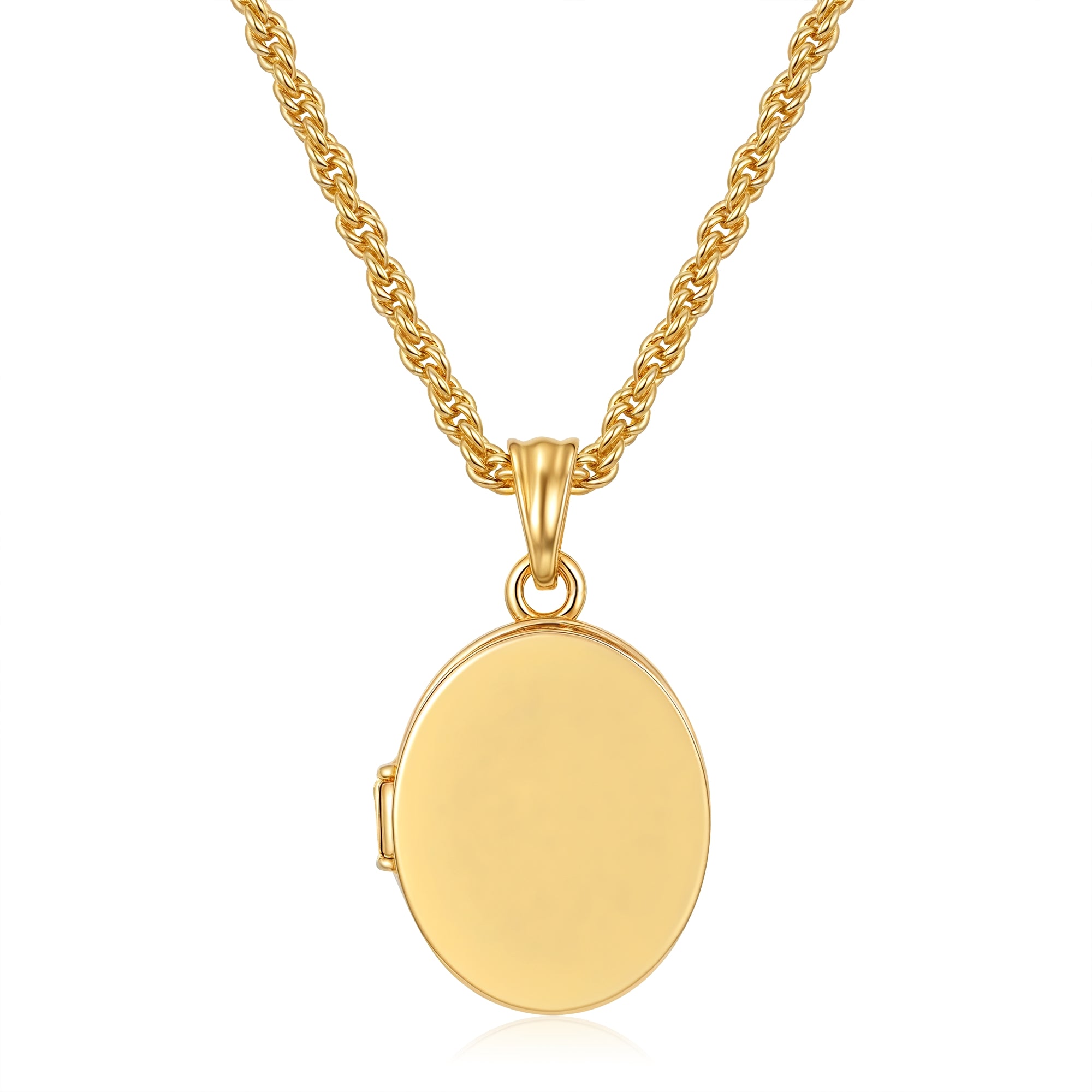 Gold Locket Pendant Necklace 20” Rope Chain 2.5mm Jewellery Gift