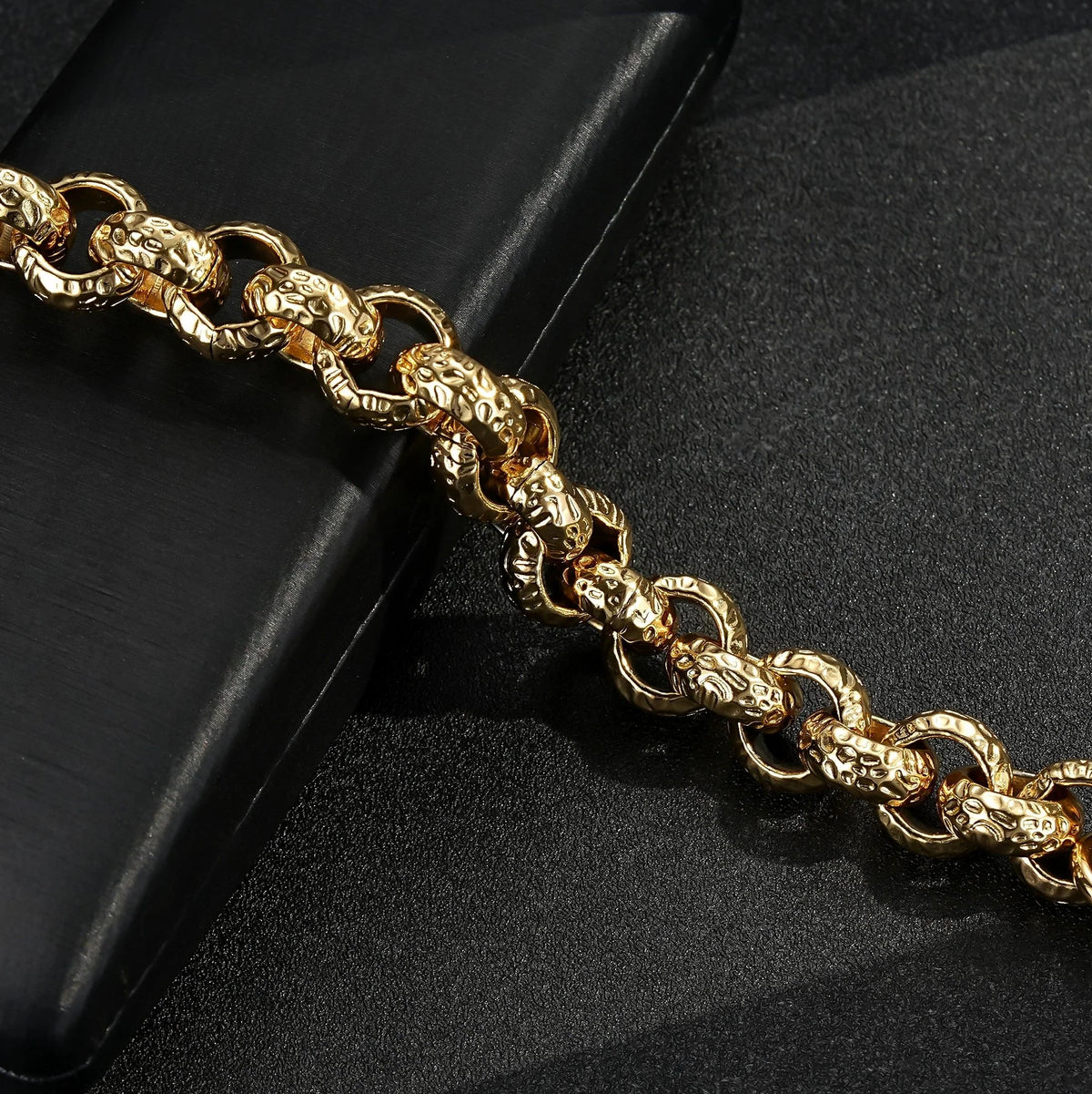 Gold Leopard-Print Belcher Chain & Bracelet 15mm