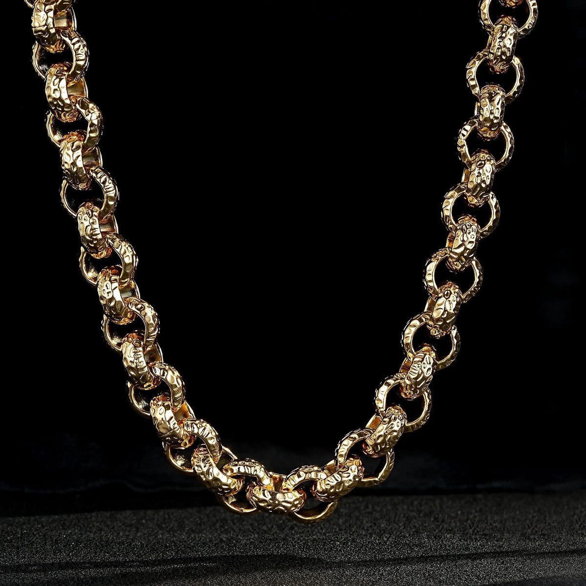 Gold Leopard-Print Belcher Chain & Bracelet 15mm