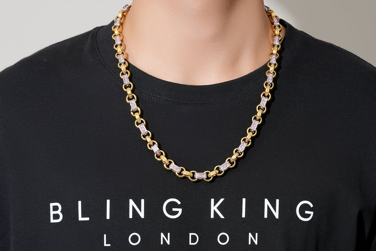 10mm two-tone gold and silver gypsy link chain