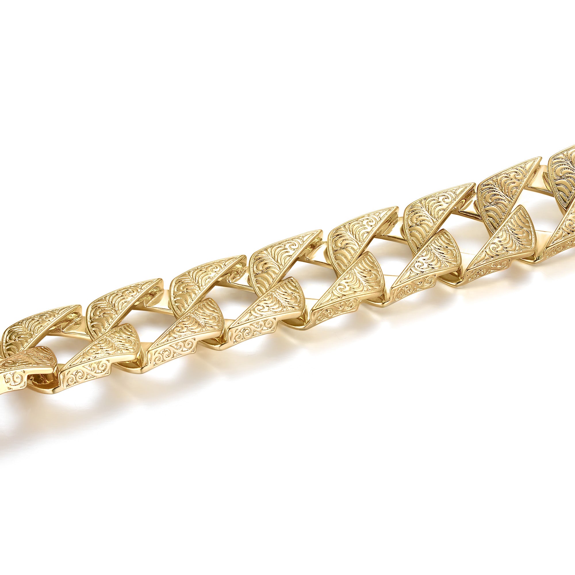 26mm Gold-Filled Ornate Chaps Cuban Curb Bracelet – 9-Inch