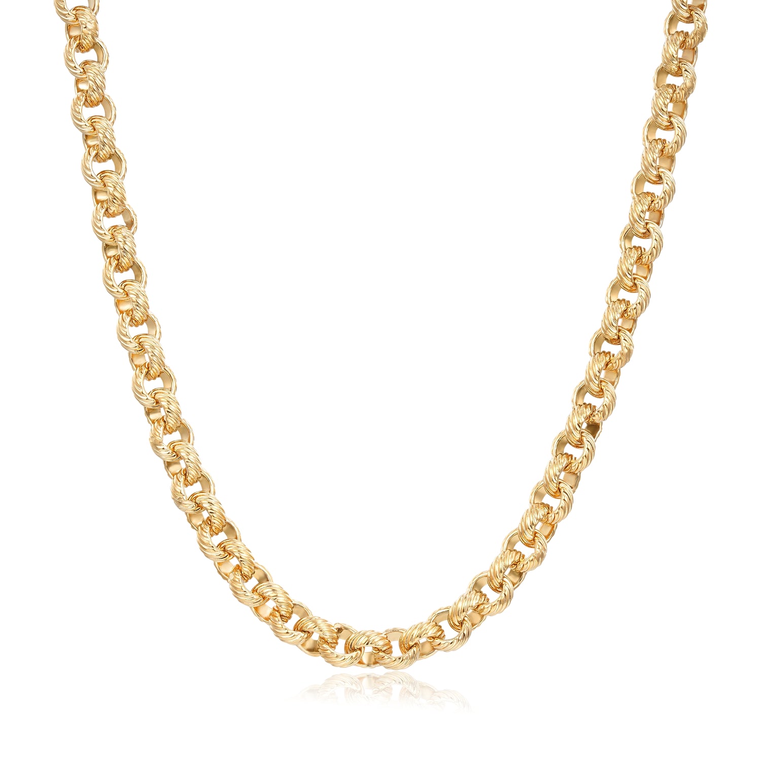 9mm Gold Lined Pattern Belcher Chain - 22 & 24 Inches