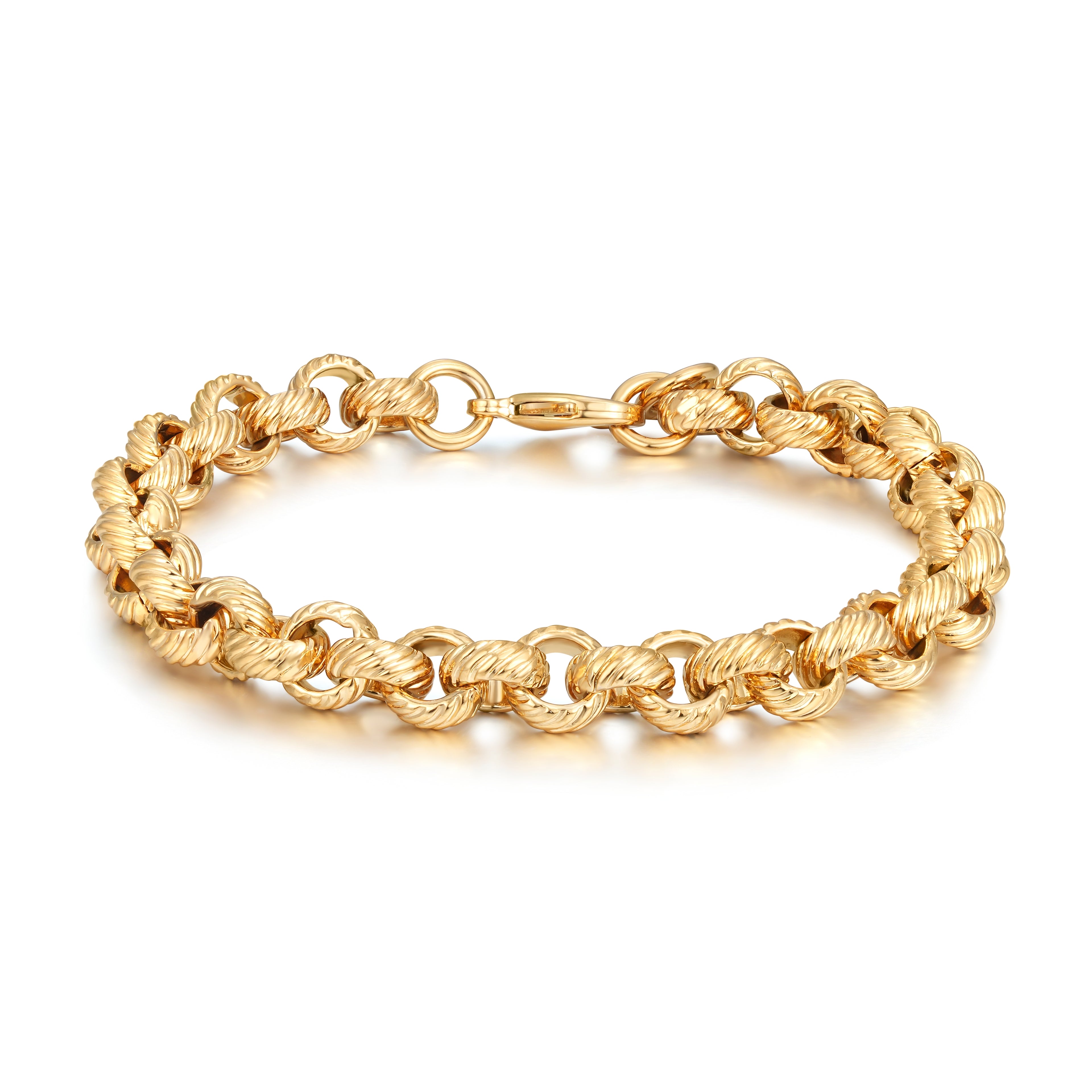 9mm Gold Lined Pattern Belcher Bracelet - 8 Inches