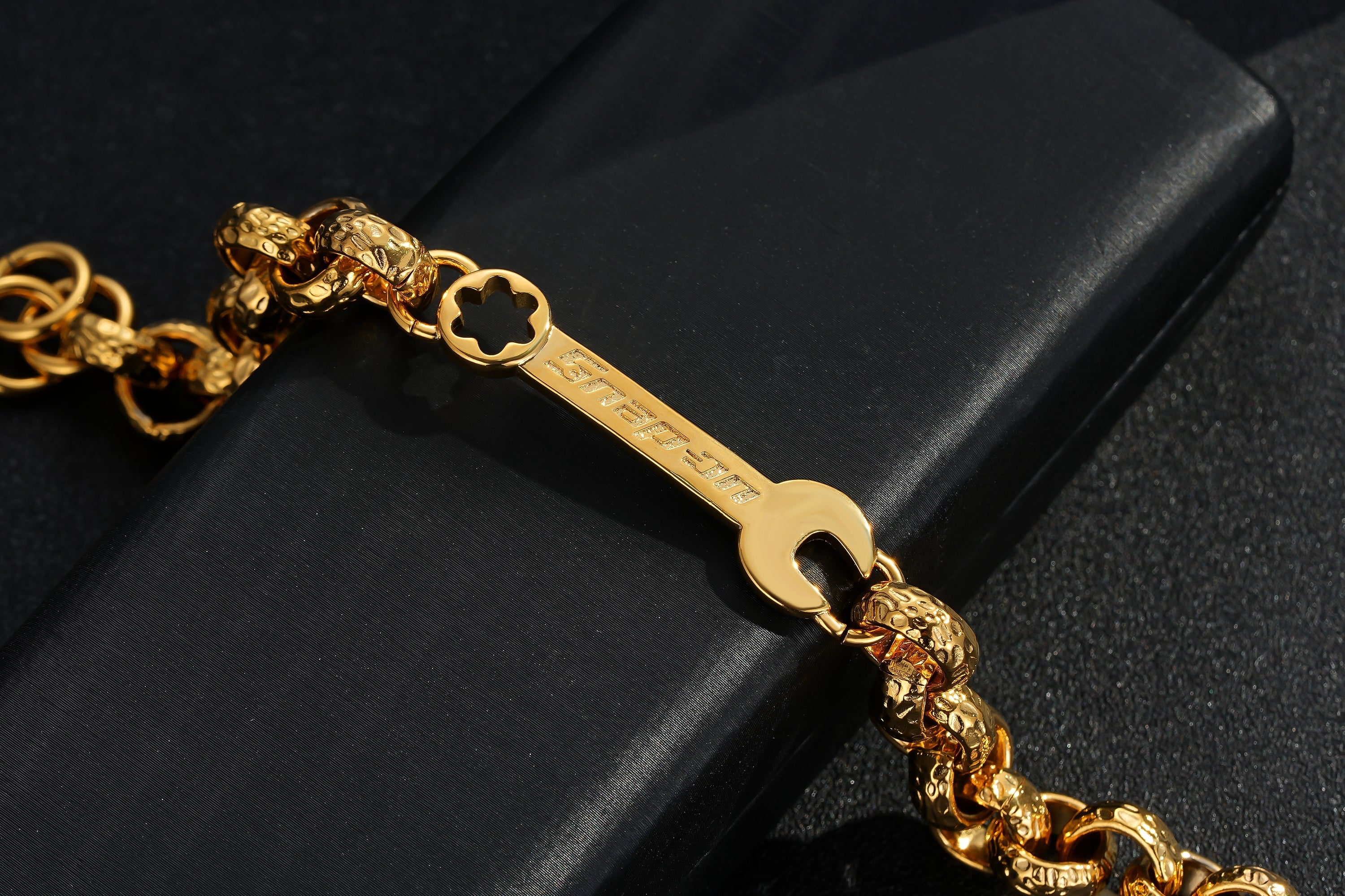 12mm Gold Filled Bonded Spanner Belcher Bracelet - 7.5/8 Inches
