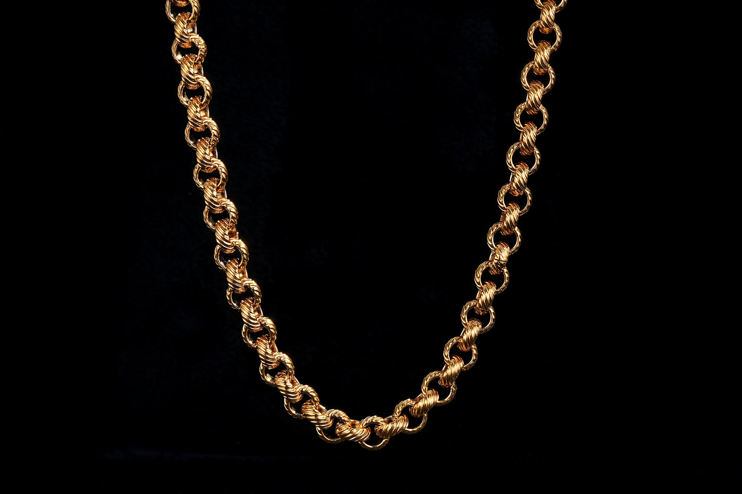 9mm Gold Lined Pattern Belcher Chain - 22 & 24 Inches