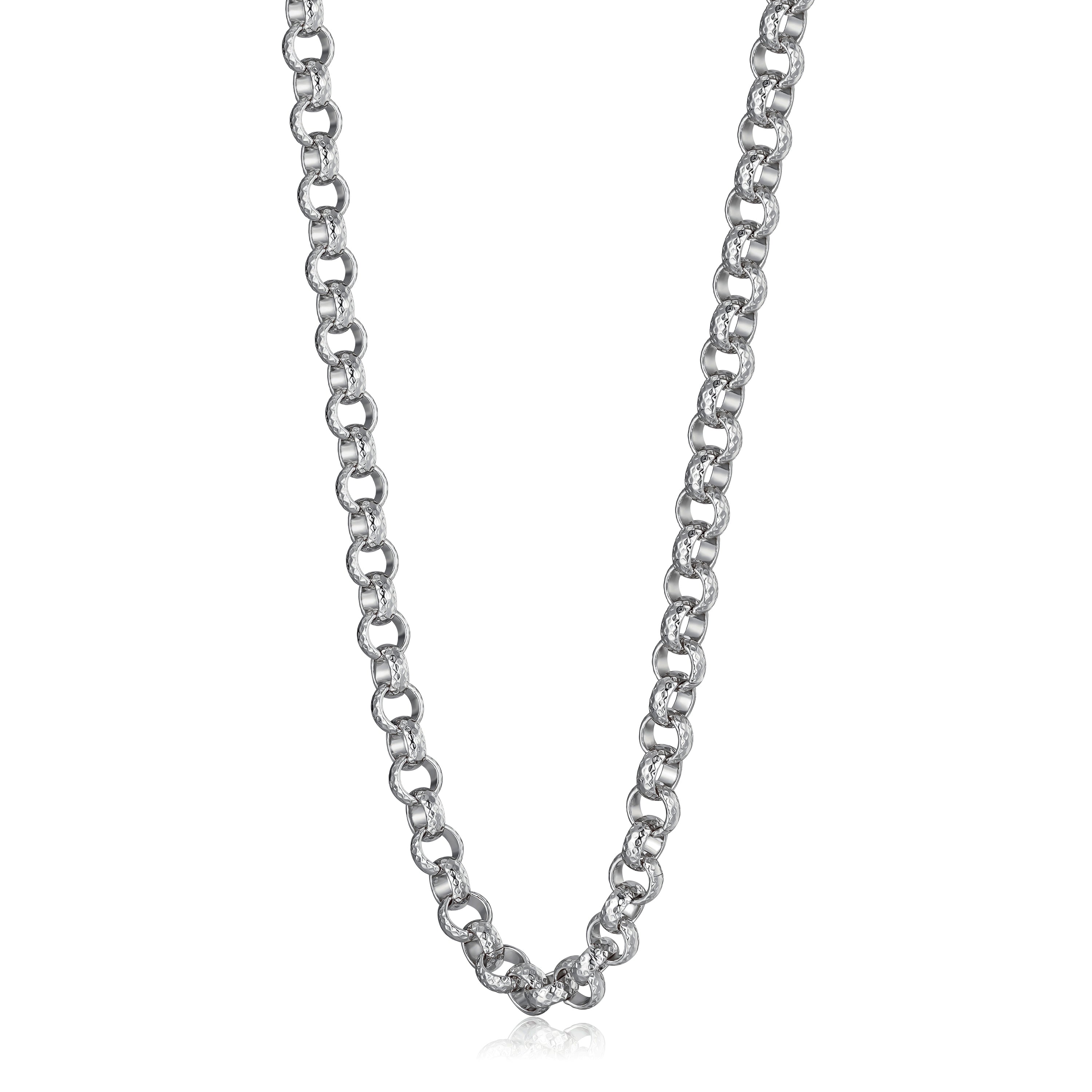 8mm Silver Pattern Belcher Chain – 24 Inches