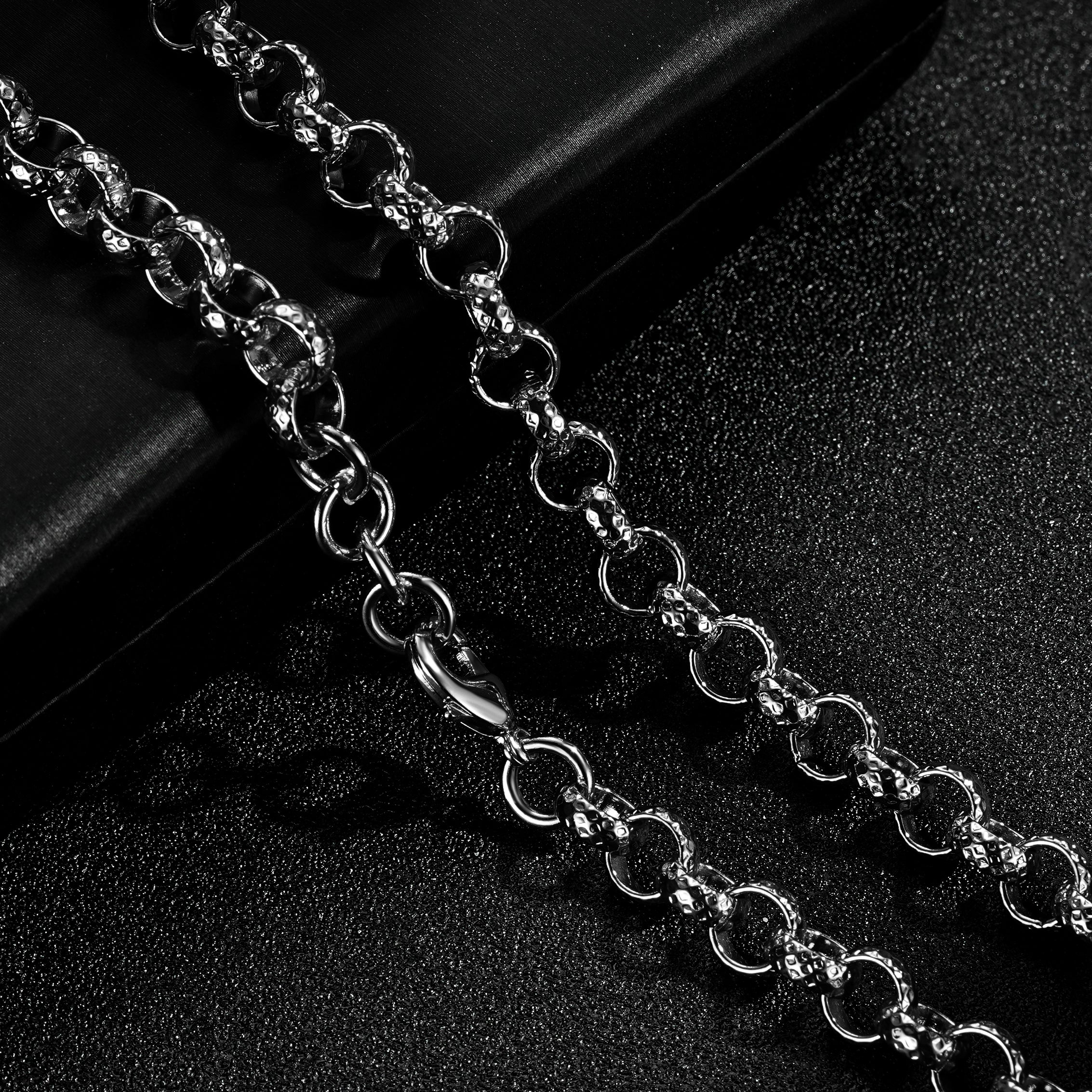 8mm Silver Pattern Belcher Chain – 24 Inches