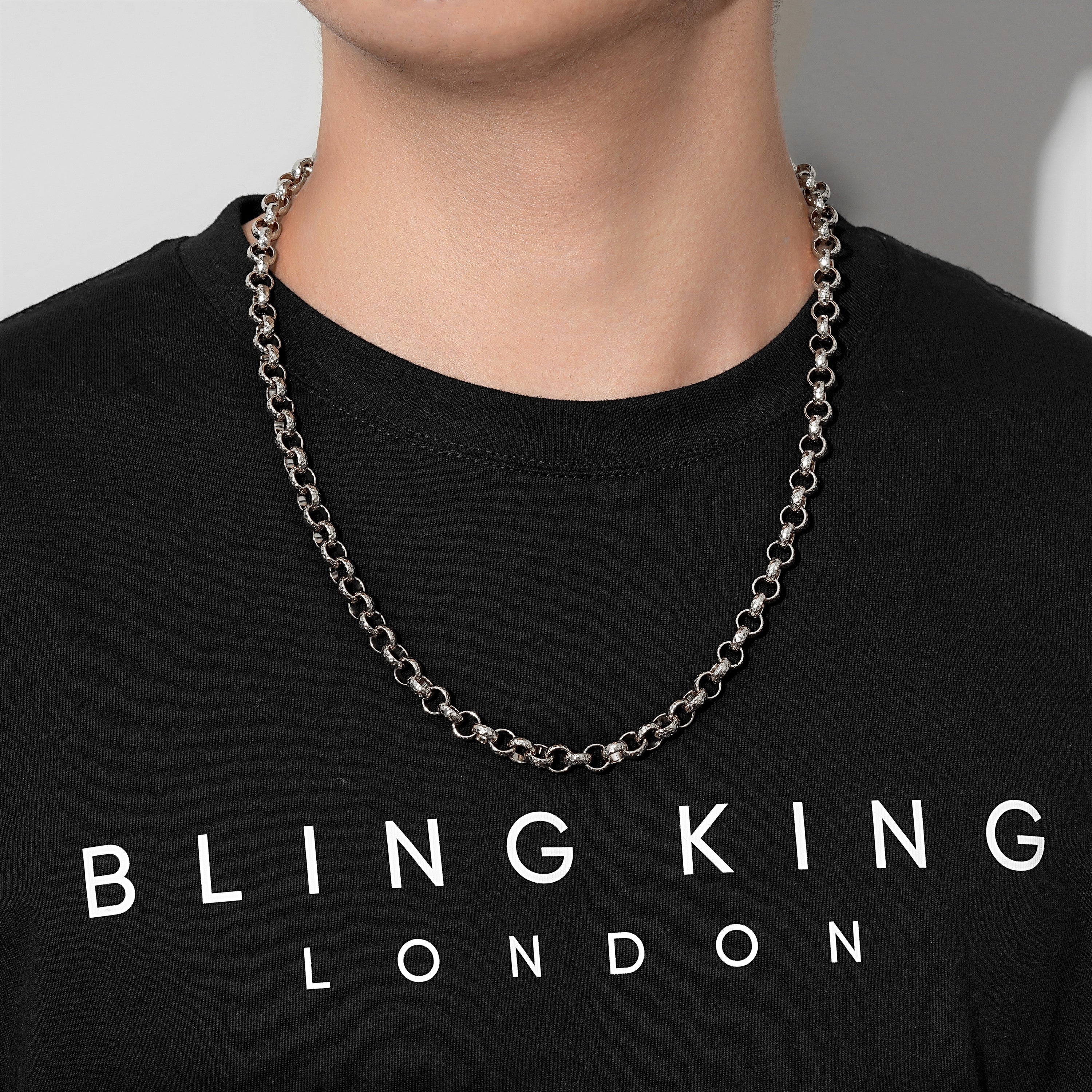 8mm Silver Pattern Belcher Chain – 24 Inches