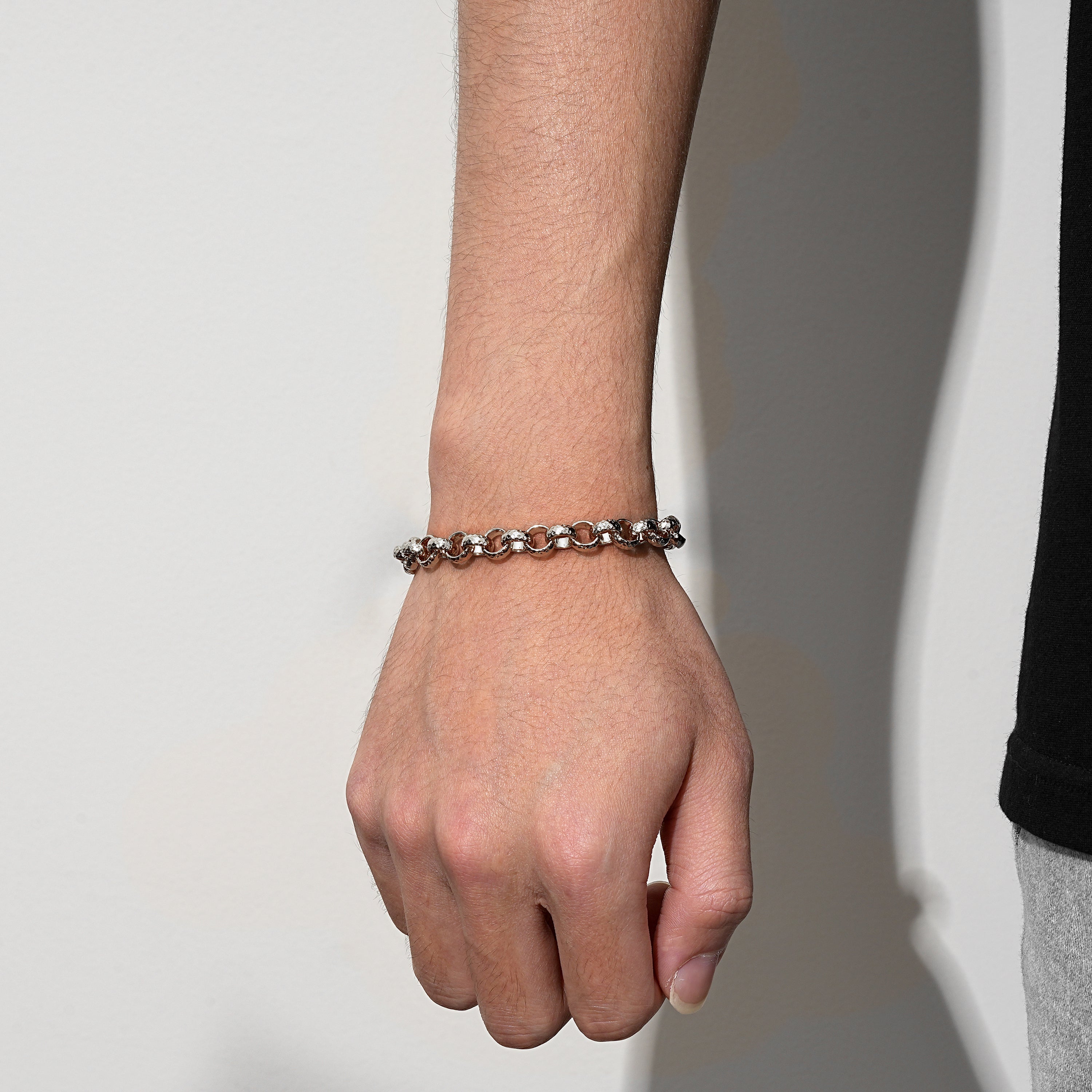 9mm Silver Filled Diamond Cut Patterned Belcher Bracelet – 8 Inch