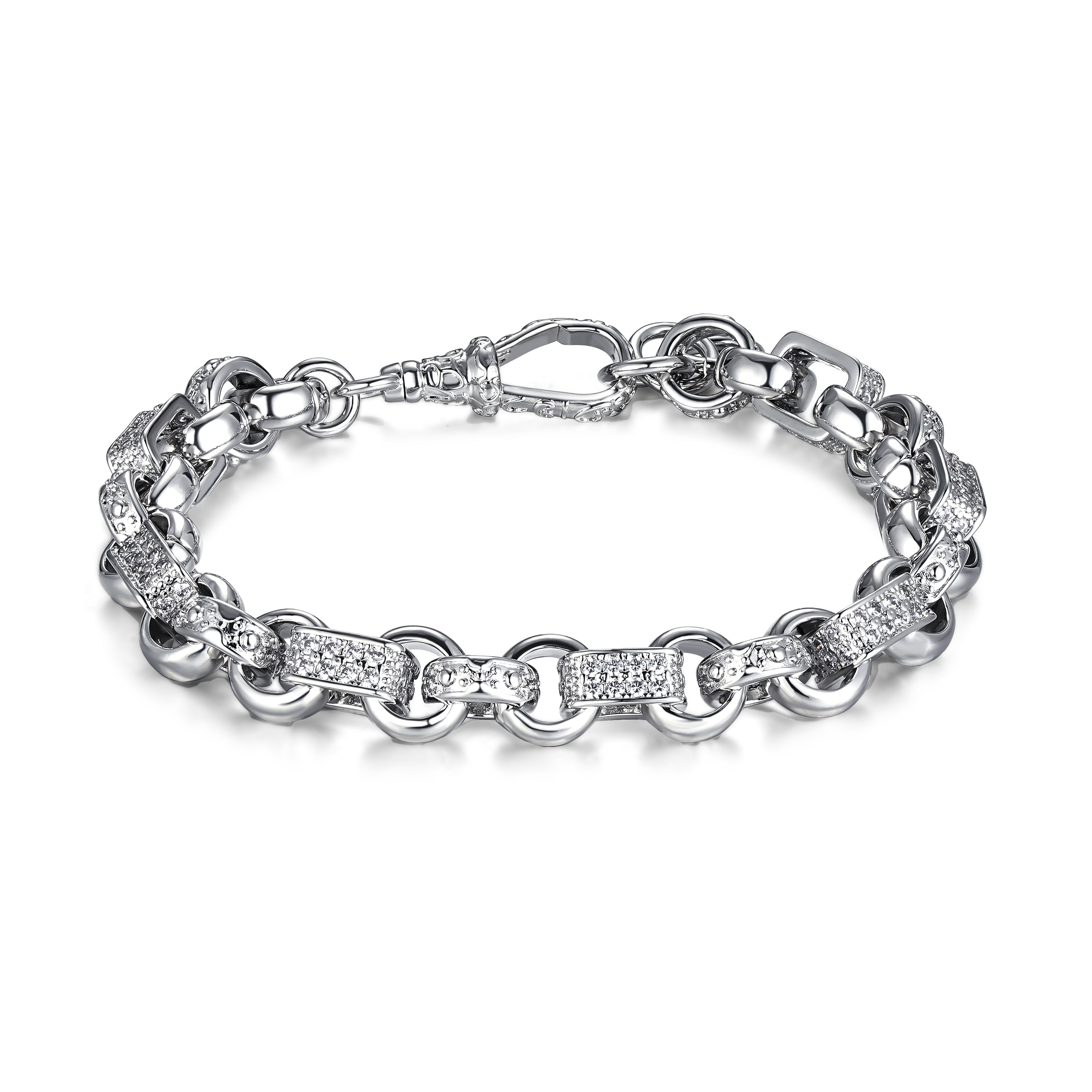10mm Silver-Filled Gypsy Belcher Bracelet with Secure Albert Clasp – 8 Inch