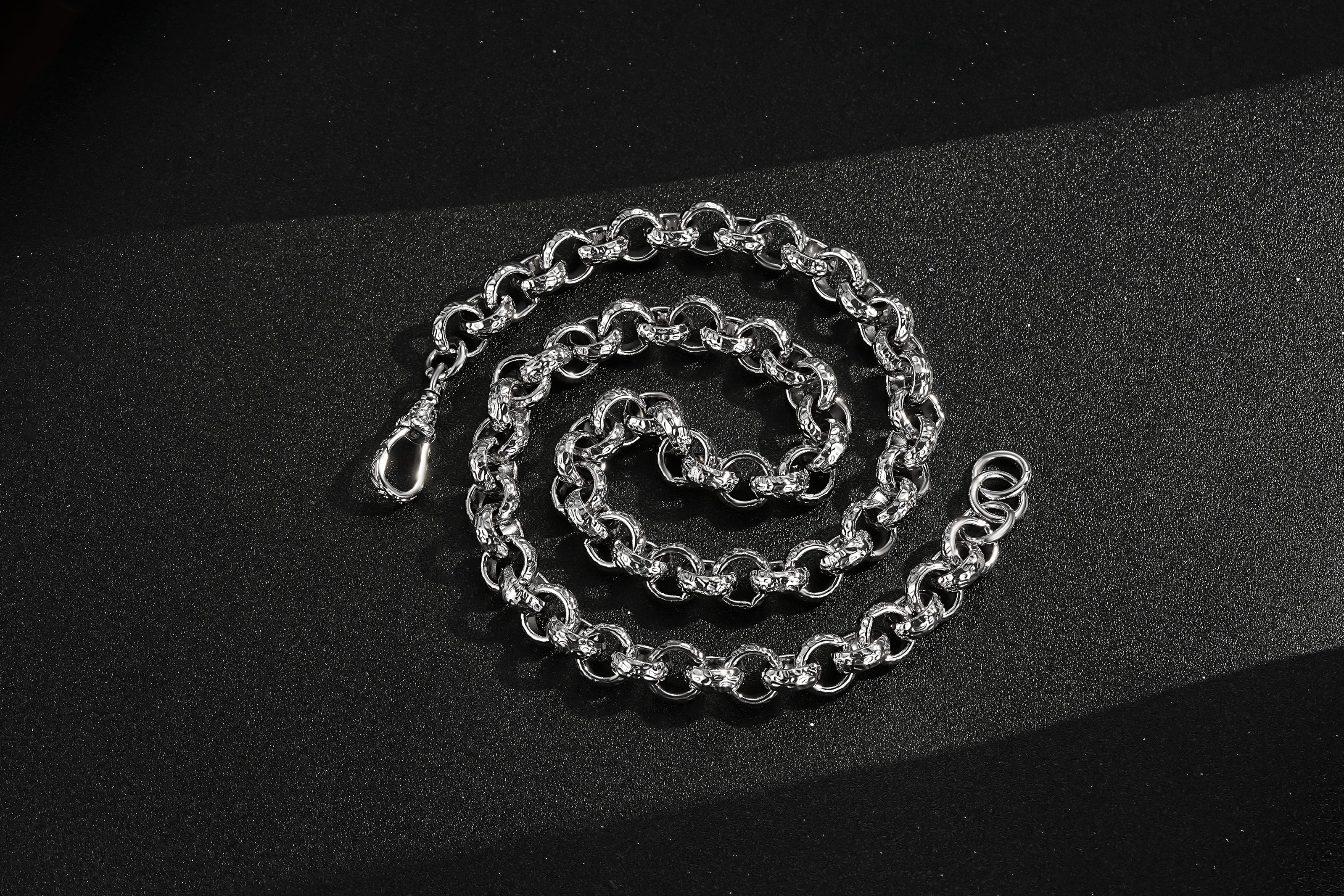 12mm Silver Diamond Cut Pattern Belcher Chain Lobster Clasp 24-Inch