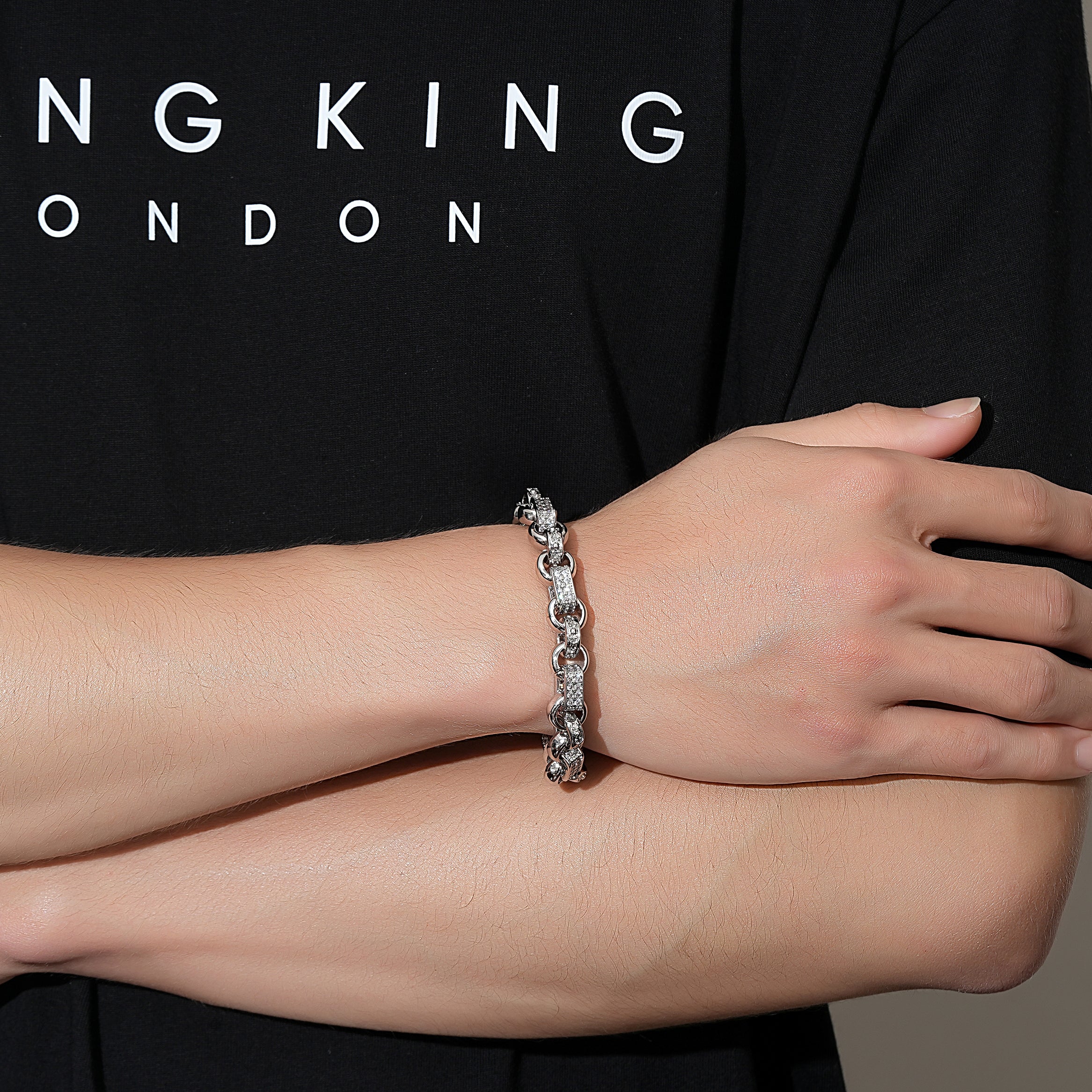 10mm Silver-Filled Gypsy Belcher Bracelet with Secure Albert Clasp – 8 Inch