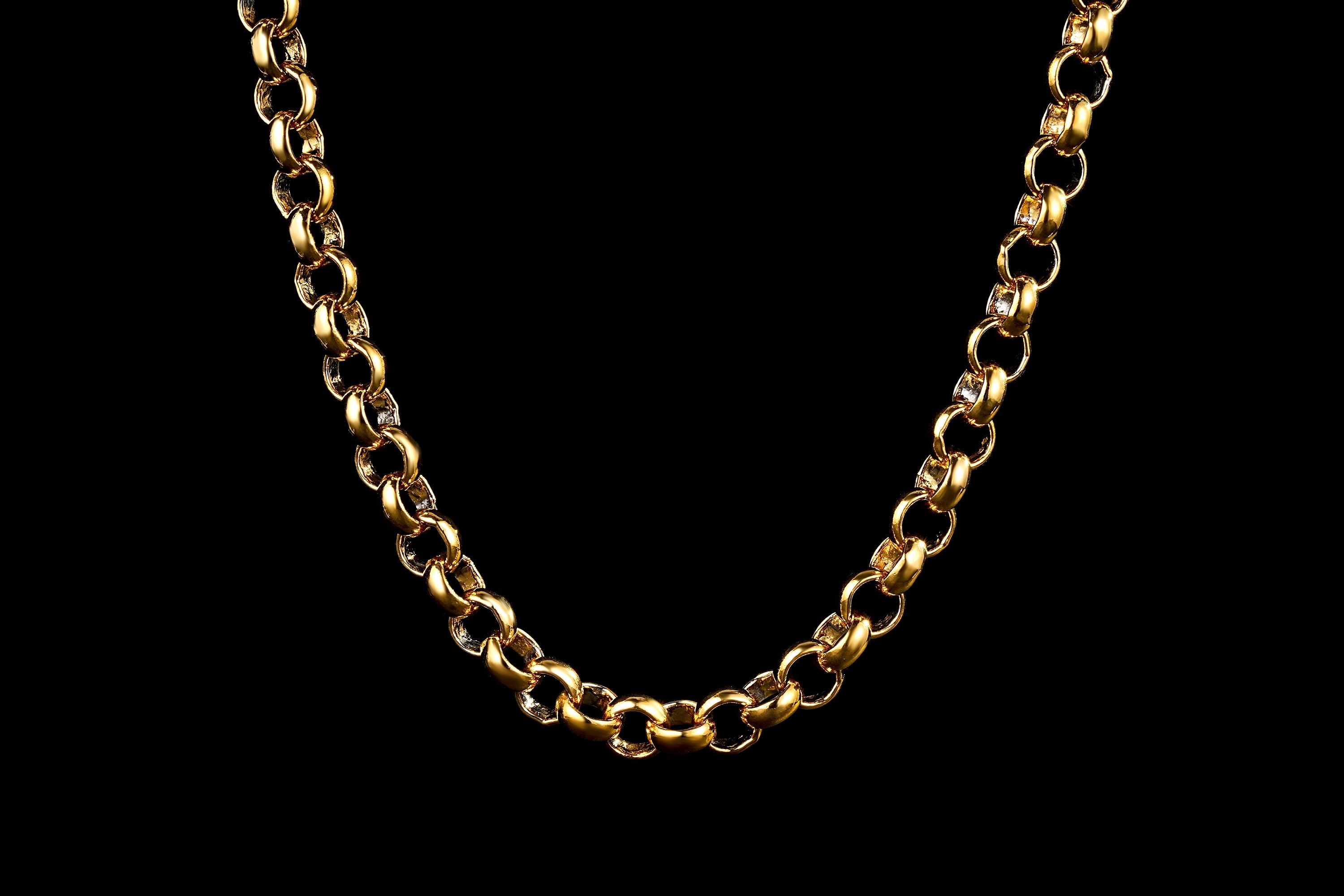 8mm Gold Belcher Chain Necklace 24 Inches Classic Smooth Pattern