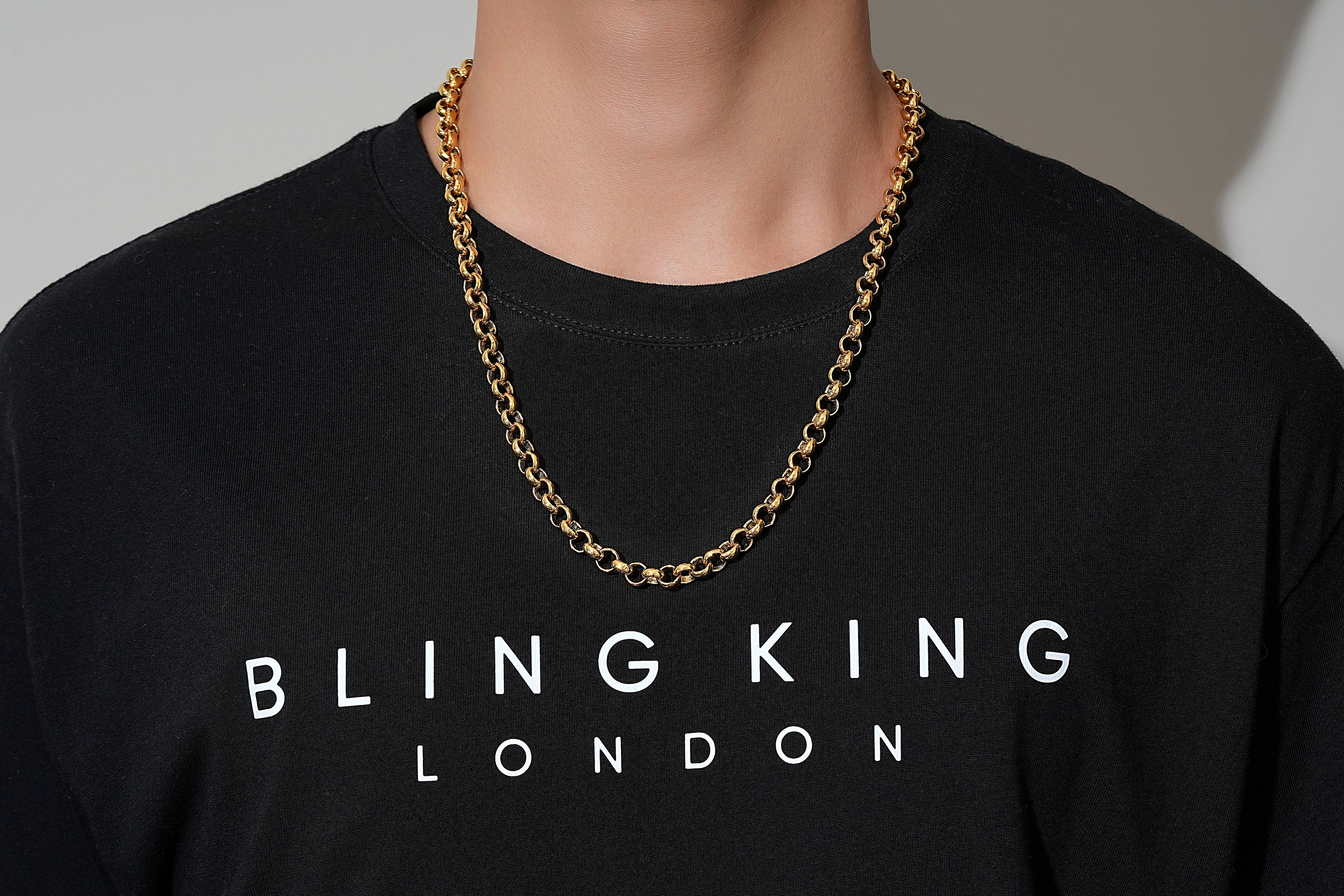 8mm Gold Belcher Chain Necklace 24 Inches Classic Smooth Pattern