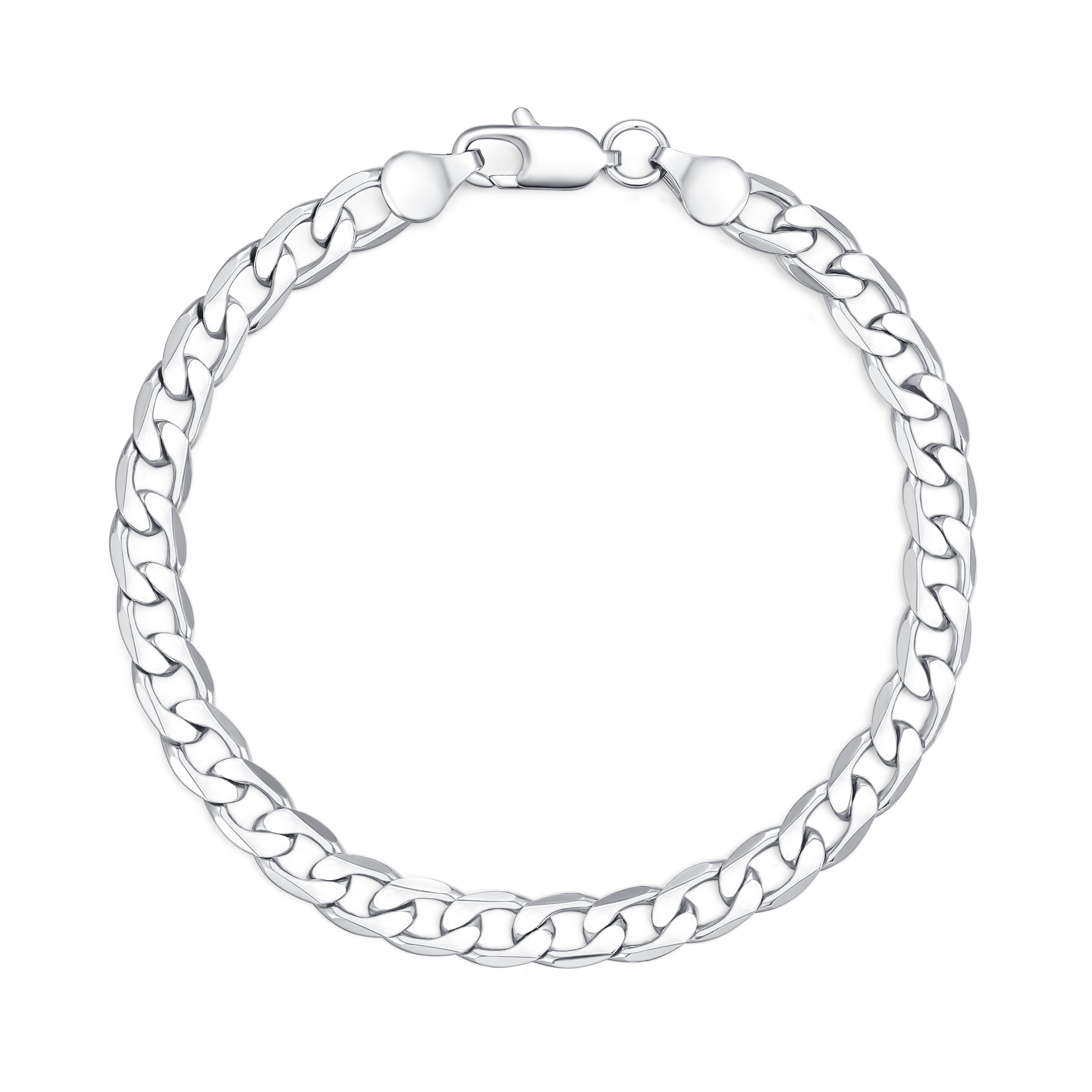 6mm Silver Cuban Curb Bracelet – High Polish Finish – 8 Inch | Classic Men&