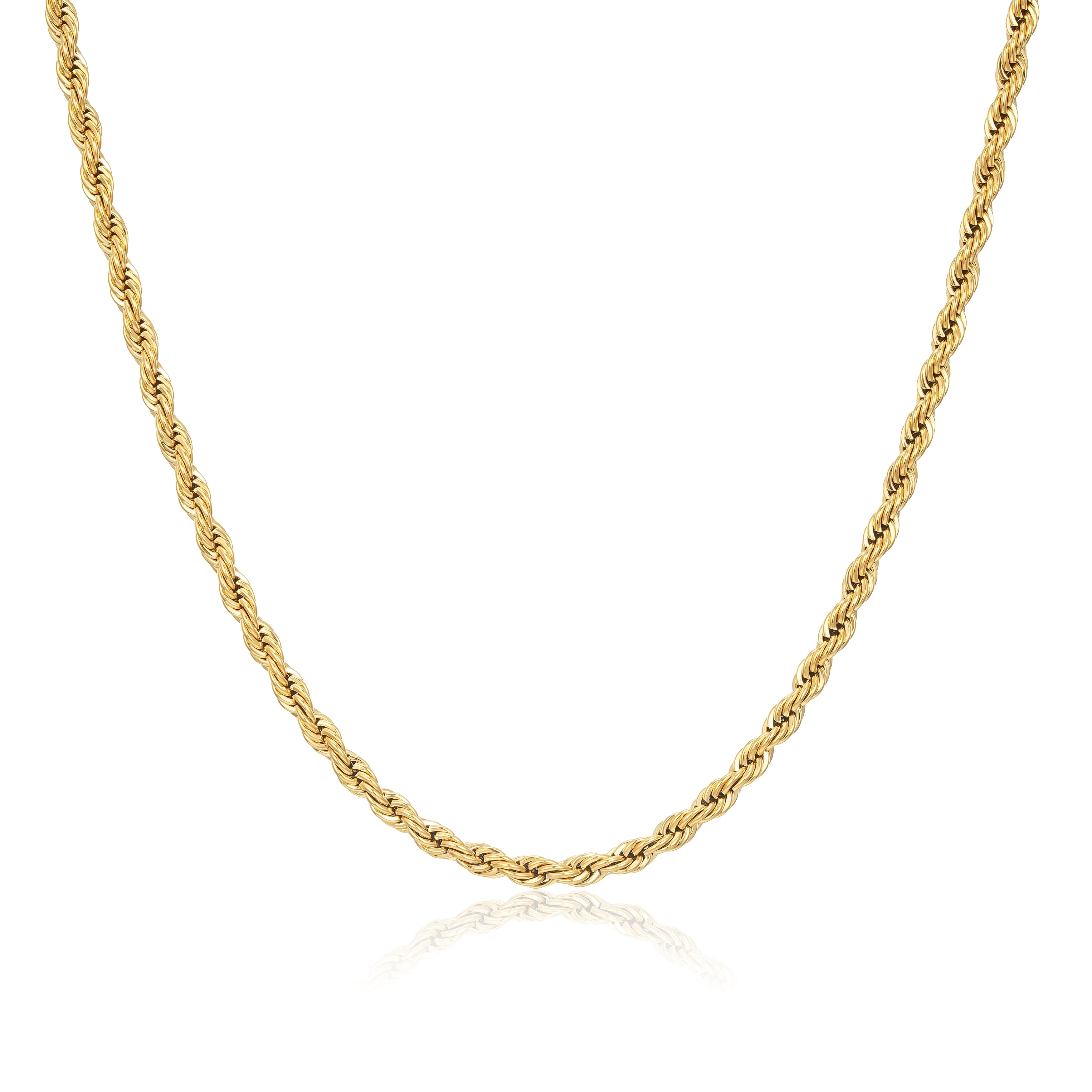 4mm Solid Gold Rope Chain – Bold Twisted Design for Men & Women | Available in 20 & 24 Inches