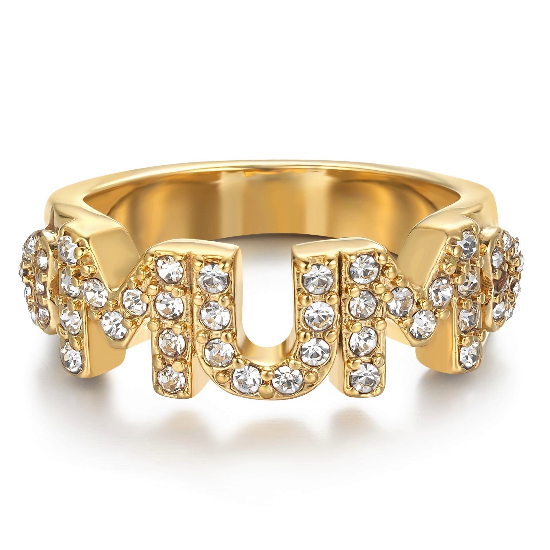 Gold Filled Mum Heart Ring with Stones Sizes (O, Q, T) Adjustable