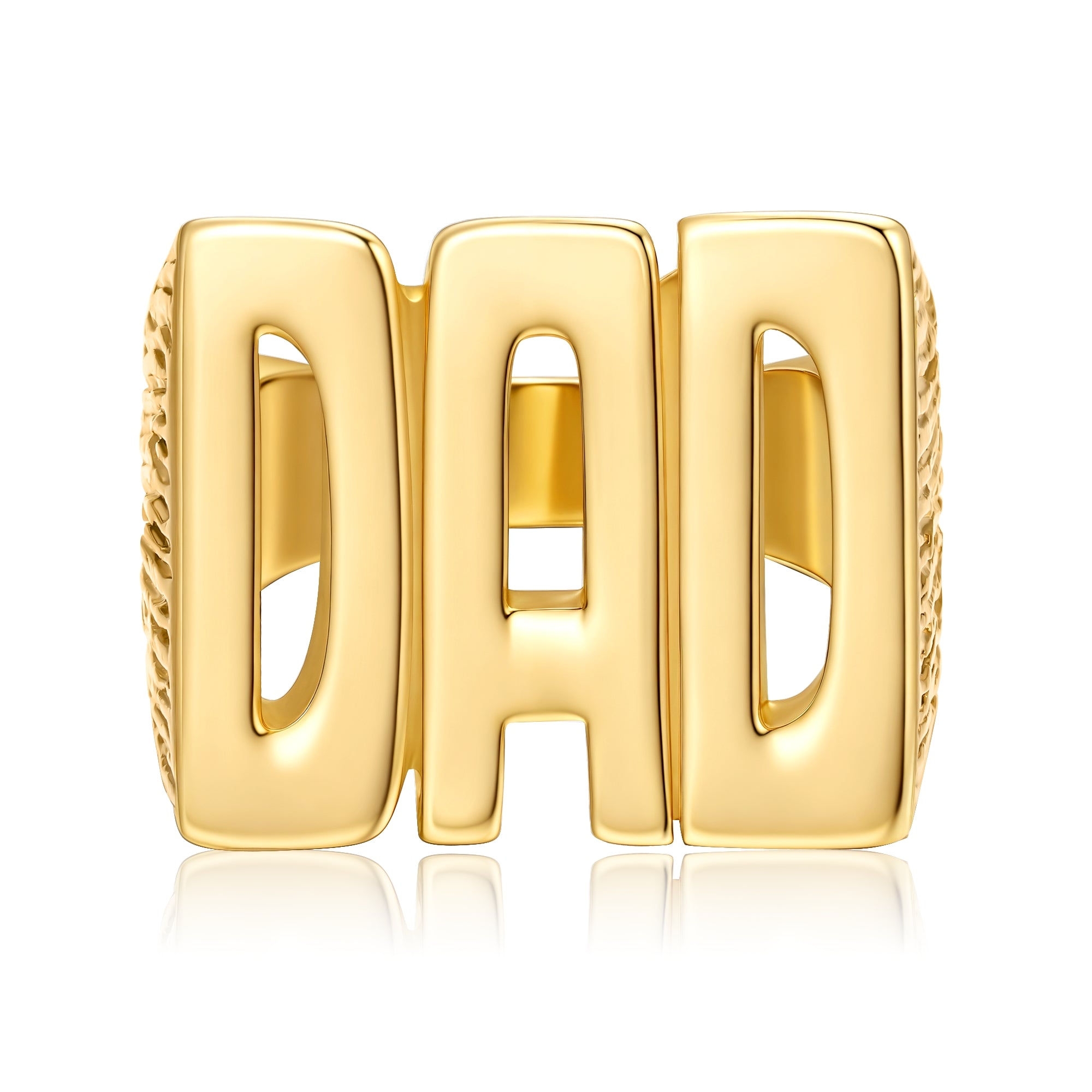 Gold Best Dad Ever Ring – Barked Sides (Sizes 10, 11, and 12)