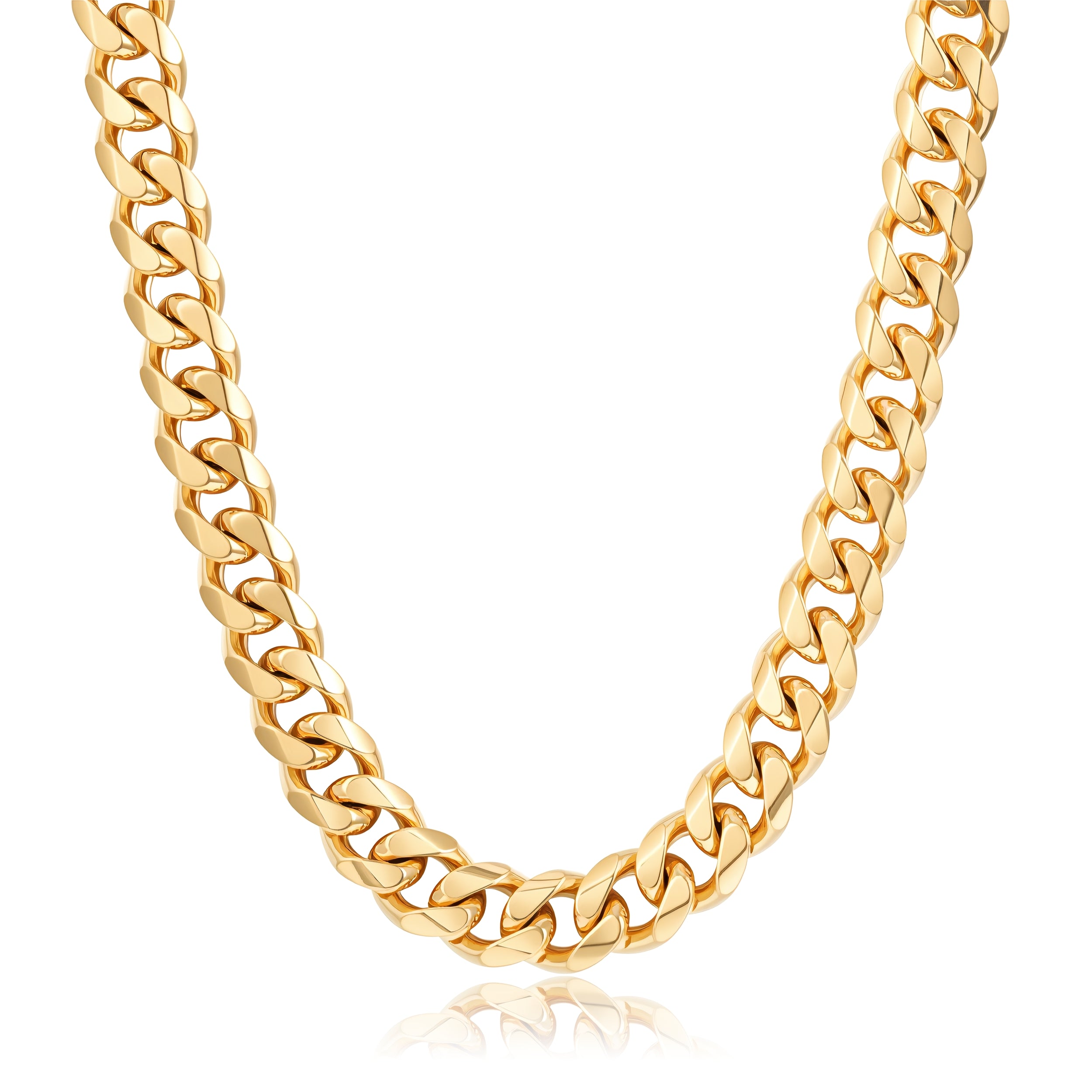 15mm Gold Cuban Link Chain Necklace 24 Inches Heavy 206g Solid Statement Jewellery