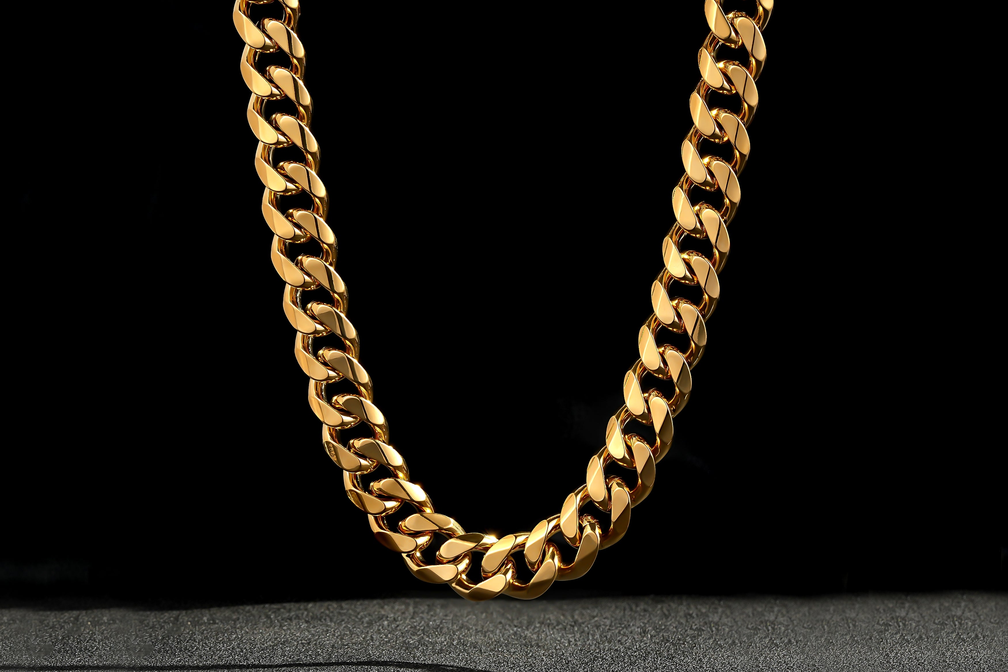 15mm Gold Cuban Link Chain Necklace 24 Inches Heavy 206g Solid Statement Jewellery